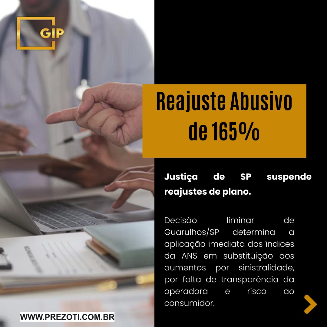 A mensalidade do seu plano de saúde coletivo disparou nos últimos anos? Um aumento acumulado de 165% é abusivo? Para a Justiça de São Paulo, há fortes indícios de que sim, e a solução pode ser rápida.
Em um caso recente na 1ª Vara Cível de Guarulhos/SP, uma beneficiária viu sua mensalidade saltar de R$ 3,4 mil para mais de R$ 9,1 mil em quatro anos, sem justificativas claras.
A Decisão Liminar:
Antes mesmo de julgar o caso definitivamente, o juiz concedeu uma tutela de urgência (liminar). Ele reconheceu o risco de a cliente não conseguir mais pagar o plano e ordenou que a operadora:
Suspendesse imediatamente os reajustes abusivos.
Aplicasse no lugar os índices anuais da ANS, muito menores.
Essa decisão é uma esperança para milhares de consumidores. Ela mostra que você não precisa esperar anos pelo fim do processo para ter um alívio. Se o aumento é desproporcional, é possível obter uma ordem judicial imediata para voltar a pagar um valor justo.
Não espere ficar sem o seu plano para agir. A Gonçalves Ignácio & Prezoti Advocacia e Assessoria Jurídica tem experiência em ações contra planos de saúde, buscando soluções rápidas para proteger seu direito.
Acesse nosso site: www.prezoti.com.br
#DireitoDoConsumidor #PlanoDeSaude #ReajusteAbusivo #Liminar #TutelaDeUrgencia #DireitoASaude #ANS #Justiça #GIPAdvocacia