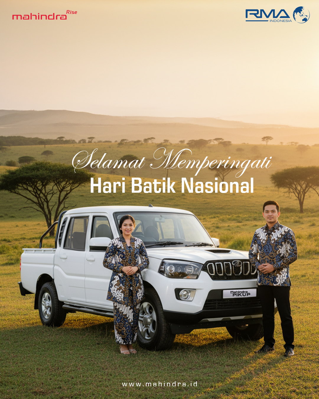Batik adalah warisan budaya Indonesia yang diakui oleh UNESCO dan sudah mendunia. Setiap motif batik menyimpan cerita, sama seperti setiap langkah dalam perjalanan kita.
Di Hari Batik Nasional ini, mari rayakan dan lestarikan keindahan budaya Indonesia dengan penuh kebanggaan dan kebahagiaan. Seperti Mahindra Scorpio PikUp yang selalu siap menemani dan menjadi partner sukses Anda.
.
.
.
#haribatik #haribatiknasional #batikindonesia #banggaindonesia #budayaindonesia #MahindraScorpio #PikUpKeren #MahindraIndonesia #YourPartnerInSuccess #RMAIndonesia #mahindra4x4 #mining #plantation #farming #miningindonesia #minerals #coal #tambang #sobatenergi #ESDM #miningexpo #agriculture #agriculturelife #tipsandtrick