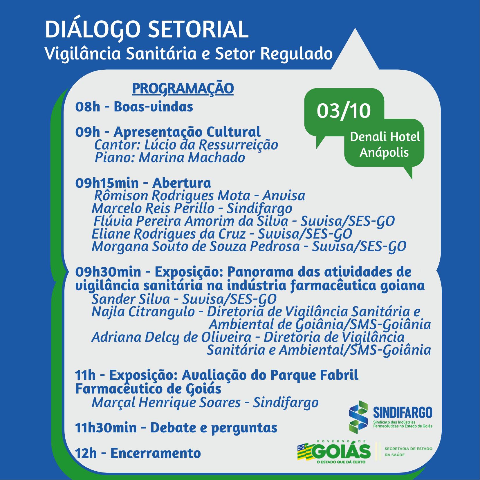 💬💊 Diálogo Setorial Regulatório
PROGRAMAÇÃO ATUALIZADA!
Últimas vagas!
Inscrições através do link na bio.