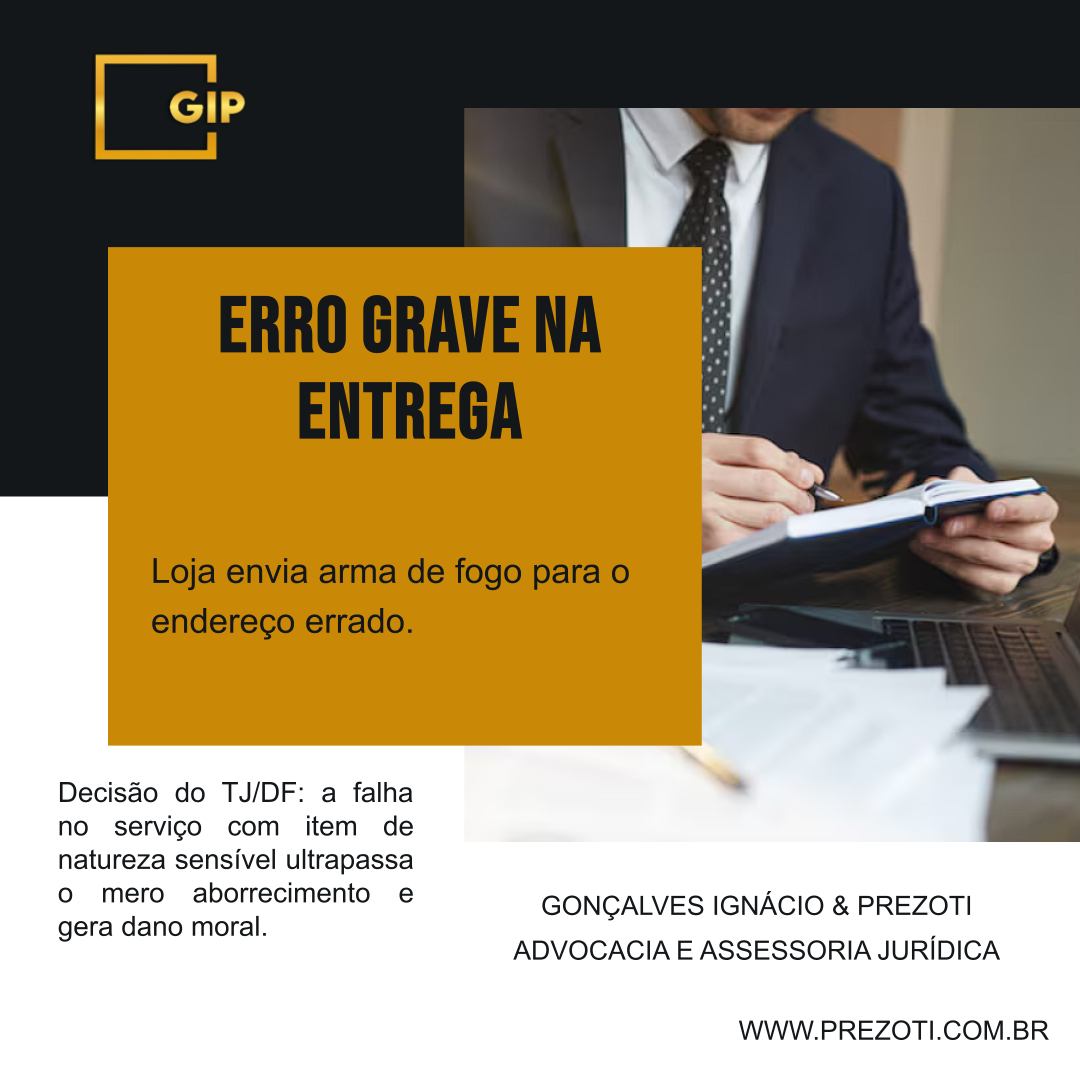 Você compra um produto de uso restrito, como uma arma de fogo, e a loja o envia para um desconhecido em outro estado. Isso é só um "erro de logística"? Para a Justiça do Distrito Federal, não.
Foi o que aconteceu com um consumidor, que teve sua arma legalmente comprada em posse de um terceiro por mais de um mês.
A Decisão da Justiça:
A 1ª Turma Recursal dos Juizados Especiais do TJ/DF manteve a condenação da loja por danos morais. O entendimento foi claro: devido à natureza sensível do produto, o erro na entrega não é um mero aborrecimento, mas uma falha gravíssima na prestação do serviço, que gera insegurança para o comprador e risco para a sociedade.
Essa decisão é um recado para empresas que vendem produtos controlados: a responsabilidade na sua operação é máxima. Qualquer erro tem consequências legais sérias. Para o consumidor, reforça o direito a uma prestação de serviço segura e impecável nesse tipo de compra.
A responsabilidade de uma empresa é proporcional ao risco de sua atividade. A Gonçalves Ignácio & Prezoti Advocacia e Assessoria Jurídica atua na defesa dos direitos do consumidor em casos de falhas graves na prestação de serviços.
Acesse nosso site: www.prezoti.com.br
#DireitoDoConsumidor #ResponsabilidadeCivil #FalhaNoServico #DanoMoral #ComercioDeArmas #Justiça #TJDF #Advocacia #GIPAdvocacia