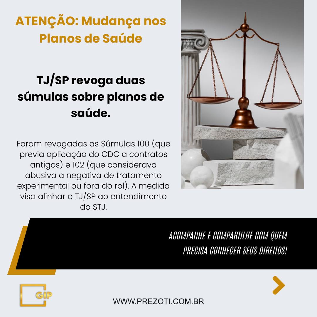 ALERTA IMPORTANTE para beneficiários de planos de saúde em São Paulo. O Tribunal de Justiça (TJ/SP) acaba de revogar duas de suas súmulas mais protetivas ao consumidor. Entenda o que muda.
Foram canceladas as Súmulas 100 e 102. A mudança mais impactante é a da Súmula 102, que dizia ser abusiva a recusa do plano em cobrir um tratamento só por ele ser "experimental" ou "fora do rol da ANS".
Qual a consequência prática?
Com a revogação, o TJ/SP se alinha ao entendimento da "taxatividade mitigada" (STJ/STF). Na prática, a luta judicial para obter um tratamento fora do rol se torna mais difícil e técnica. Aquela vitória que antes poderia ser obtida com base na súmula e na indicação médica agora exigirá a comprovação de uma série de critérios mais rígidos definidos pelos tribunais superiores.
Essa mudança representa um endurecimento do entendimento da Justiça paulista. O cenário, que era mais favorável ao consumidor, agora demanda uma atuação jurídica ainda mais especializada.
A Gonçalves Ignácio & Prezoti Advocacia e Assessoria Jurídica está rigorosamente atualizada sobre estas mudanças para traçar a melhor estratégia para o seu caso de saúde.
Acesse nosso site: www.prezoti.com.br
#DireitoDaSaude #PlanoDeSaude #RolDaANS #TJSP #STJ #DireitoDoConsumidor #Advocacia #Justiça #GIPAdvocacia
