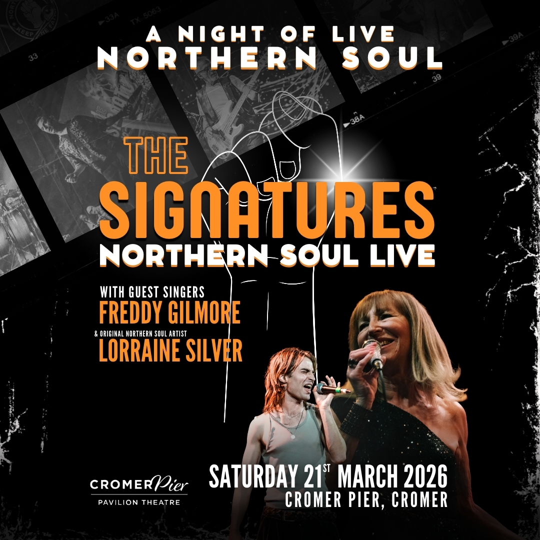 ‼️Tickets now on sale for our Cromer Pier gig‼️
Come and join us in Norfolk:
📅 Saturday 21st March 2026
🎟️ https://www.thesignatures.co.uk/2026-03-cromer
#northernsoul #norfolksoul #northernsouldancing #norfolklivemusic