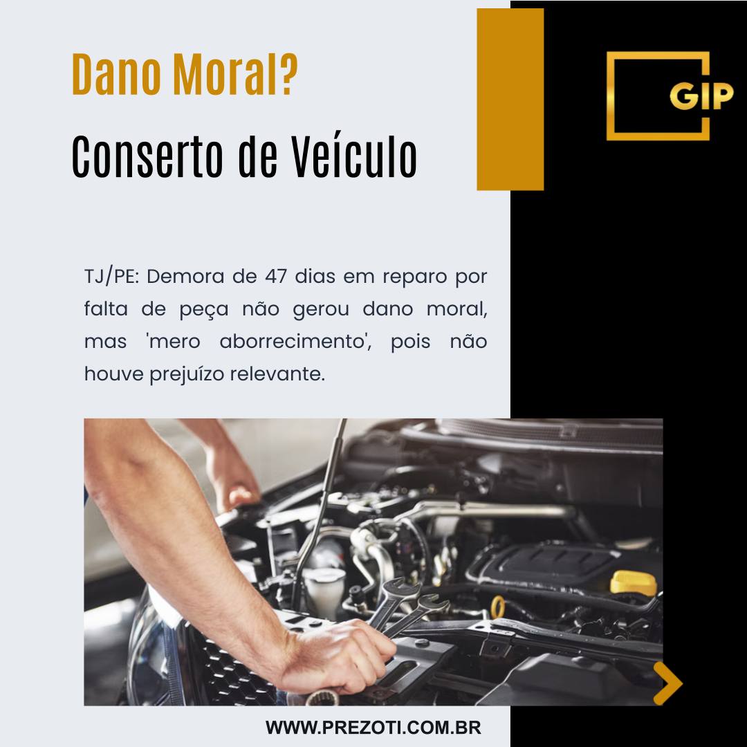 Seu carro ficou mais de um mês na oficina e você acha que tem direito a dano moral? Calma, a Justiça analisa cada caso, e nem toda demora gera indenização.
Em uma decisão recente, o Tribunal de Justiça de Pernambuco (TJ/PE) entendeu que a demora de 47 dias no conserto de um carro foi um "mero aborrecimento", e não um dano moral. O motivo:
1. Havia uma justificativa para o atraso (falta de peças).
2. A cliente teve acesso a um carro reserva por parte do período.
3. Não ficou provado que a falta do veículo causou um prejuízo extraordinário (como a perda de trabalho).
Essa decisão é uma aula sobre o que é o dano moral. Ele não serve para compensar qualquer frustração. Para que seja concedido, a situação deve ultrapassar os dissabores do dia a dia e causar uma angústia real, uma ofensa à dignidade ou um prejuízo grave.
Antes de iniciar uma ação por dano moral, é essencial uma análise criteriosa do seu caso. A Gonçalves Ignácio & Prezoti Advocacia e Assessoria Jurídica preza pela análise realista e estratégica de cada situação para defender seus direitos com eficácia.
Acesse nosso site: www.prezoti.com.br
#DireitoDoConsumidor #DanoMoral #MeroAborrecimento #SeguroDeCarro #Oficina #Justiça #TJPE #Advocacia #GIPAdvocacia