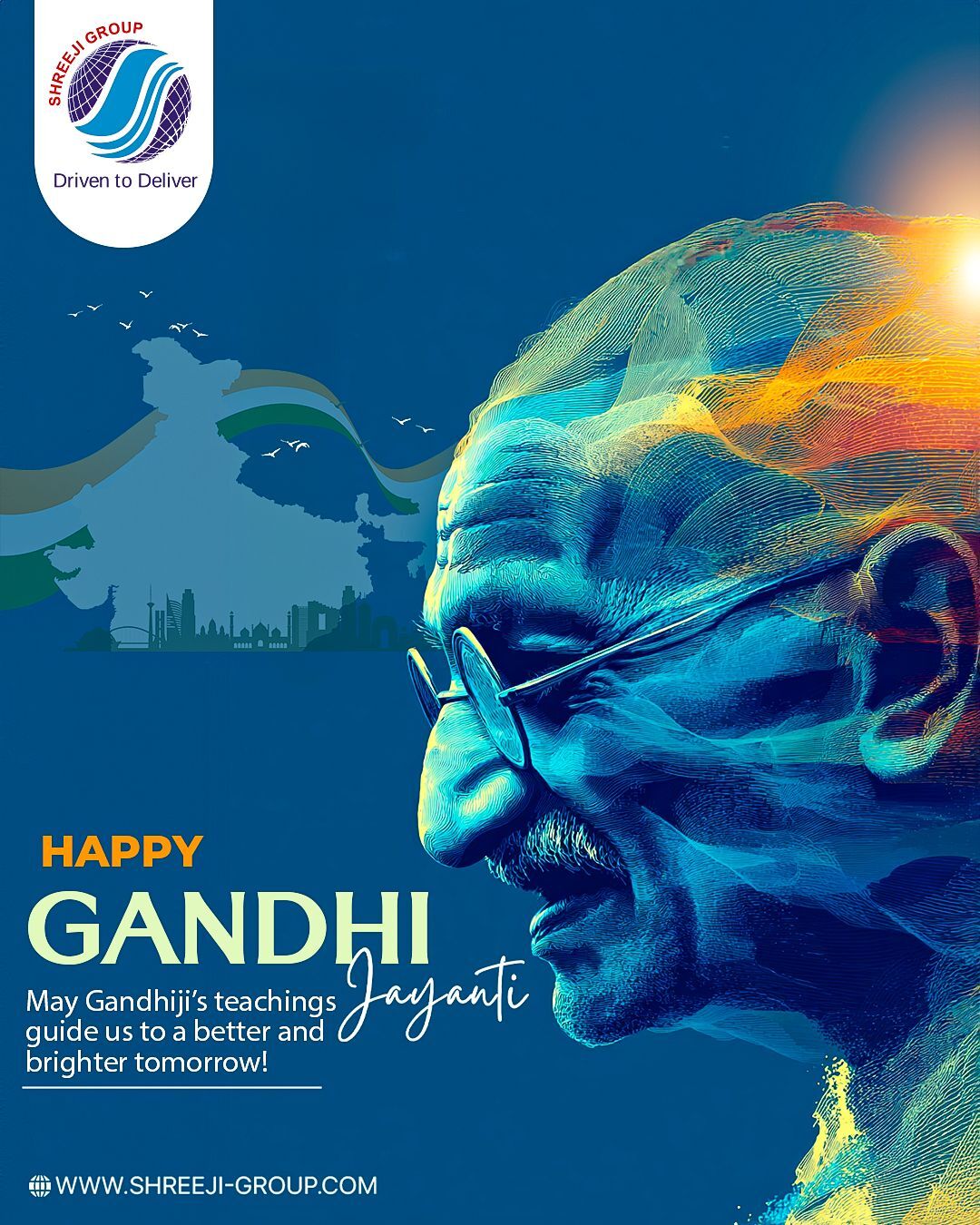 This Gandhi Jayanti, let us remember Bapu’s timeless message of truth, peace, and non-violence. 🇮🇳 May his vision guide us towards a stronger nation. Warm wishes from Shreeji Group. ✨
#GandhiJayanti #ShreejiGroup #NationFirst #TruthAndPeace #MahatmaGandhi