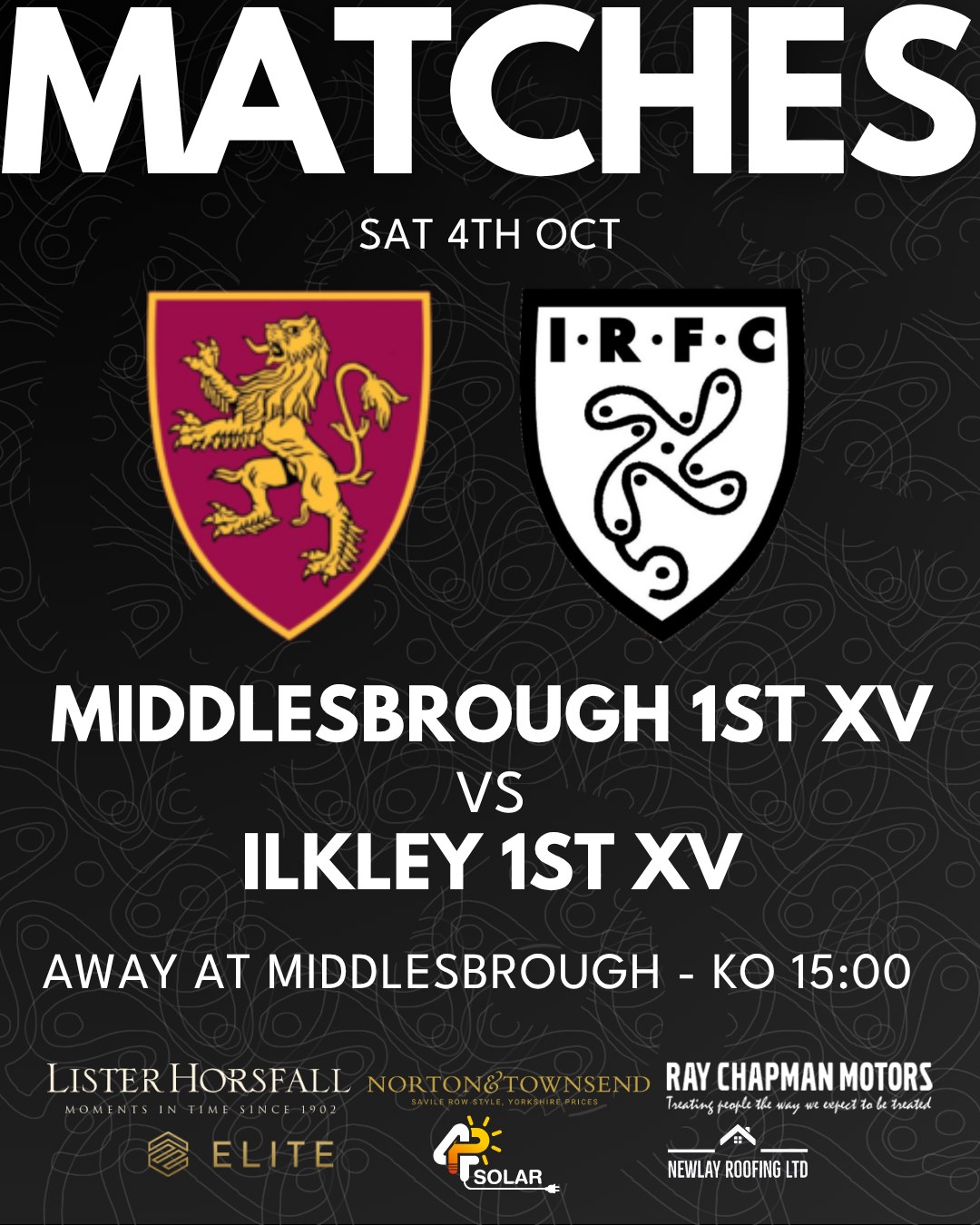 Our 1st XV travel to newly promoted Middlesbrough this Saturday with kick off at 15:00. If you can't make the trip north then tune in to live commentary with Dobby on @drystone_radio online at drystoneradio.com or on 102.5-103fm.
Good luck lads!
Saturday 4th October
Middlesbrough 1st XV vs Ilkley 1st XV - Away at Middlesbrough - League - KO 15:00
#uptheilk #irfc #ilkley #100percentilk #COYD #rugby