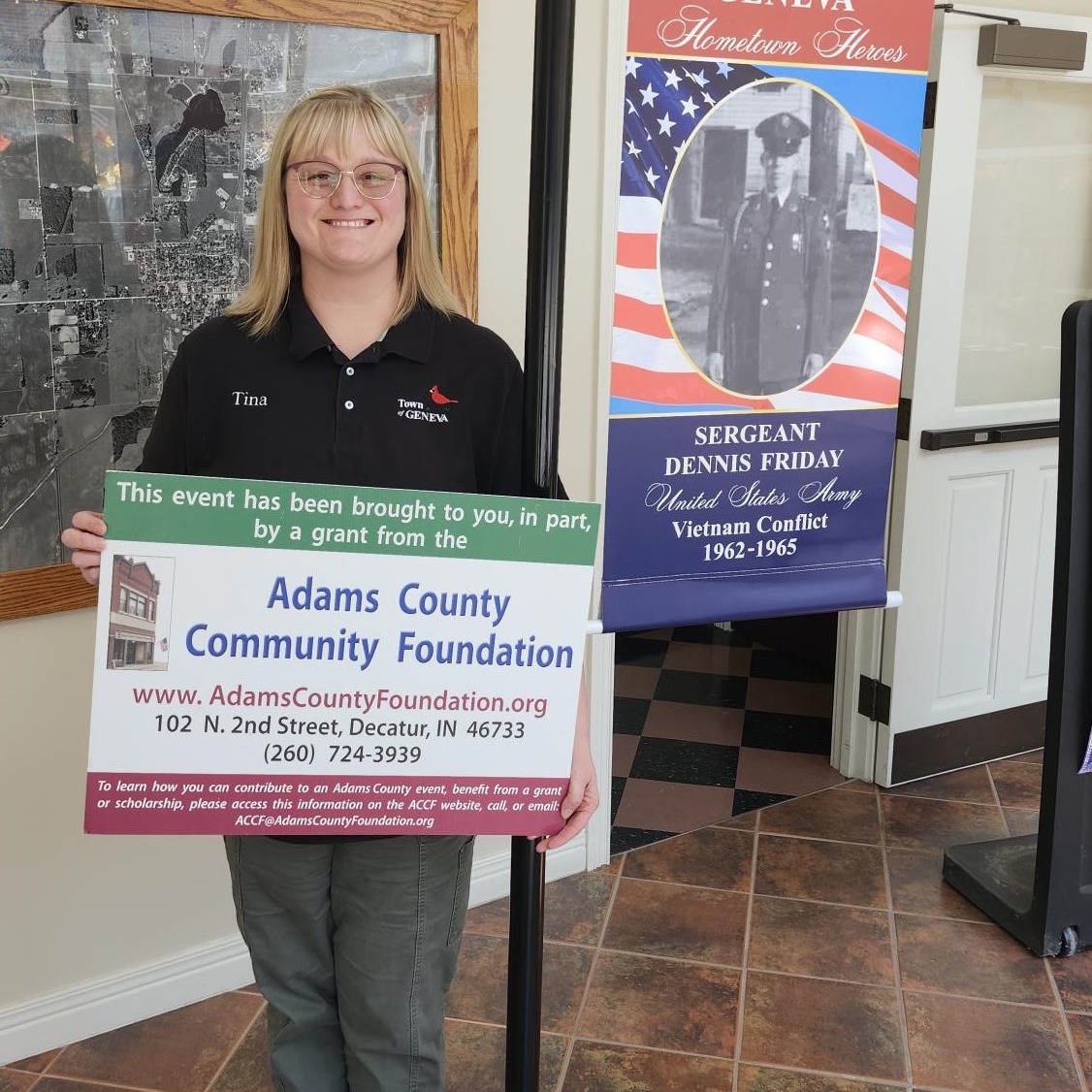 The ACCF recently awarded a grant to Town of Geneva for Honoring Veterans in Geneva. The Town of Geneva is giving back to the Geneva, IN community by adding brackets to light poles located in downtown Geneva to display banners of veterans that have sacrificed so much to protect the citizens of the United States. If you would like to honor a Geneva, IN veteran with a banner, please call the Town of Geneva City Hall at (260) 368-7251 to speak with Christina Booth.