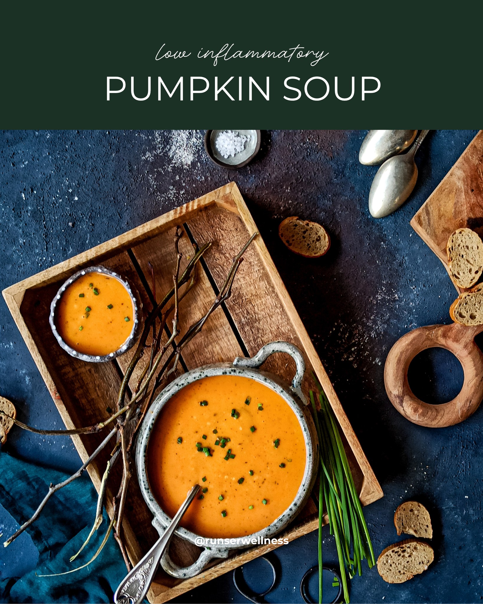 Packed with nutrients, pumpkin soup is a fantastic ally in your fight against inflammation. Here are some reasons to indulge in this fall favorite:
1. Beta-Carotene Boost: A potent antioxidant that helps reduce inflammation and supports your immune system.
2. Fiber Rich: Pumpkin is high in fiber, which promotes healthy digestion and can help reduce systemic inflammation in the body.
3. Nutrient-Dense: Vitamins A, C, and E found in pumpkin help combat oxidative stress, which is often linked to chronic inflammation.
✨Here’s a simple and delicious recipe for a Creamy Pumpkin Soup:
Ingredients:
- 1 can (15 oz) of pure pumpkin puree (or 2 cups of fresh pumpkin, roasted and blended)
- 1 medium onion, chopped
- 2 cloves garlic, minced
- 2 cups vegetable broth (low sodium)
- 1 cup coconut milk (for creaminess)
- 1 teaspoon ground ginger
- 1 teaspoon cinnamon
- Salt and pepper to taste
- Olive oil for sautéing
- Optional toppings: roasted pumpkin seeds, a drizzle of olive oil, or fresh herbs
Instructions:
1. Sauté Vegetables: In a large pot, heat a drizzle of olive oil over medium heat. Add chopped onion and sauté until translucent (about 5 minutes). Add minced garlic and cook for another minute until fragrant.
2. Combine Ingredients: Add the pumpkin puree, vegetable broth, coconut milk, ginger, and cinnamon to the pot. Stir well to combine.
3. Simmer: Bring the mixture to a gentle simmer and let it cook for about 10-15 minutes to allow the flavors to meld.
4. Blend Smooth: Use an immersion blender to puree the soup until it’s smooth and creamy (or carefully transfer to a blender in batches).
5. Season: Taste and season with salt and pepper as needed.
6. Serve: Top with roasted pumpkin seeds or a drizzle of olive oil if desired.
#PumpkinSoup #AntiInflammatory #functionalmedicine #RunserWellness