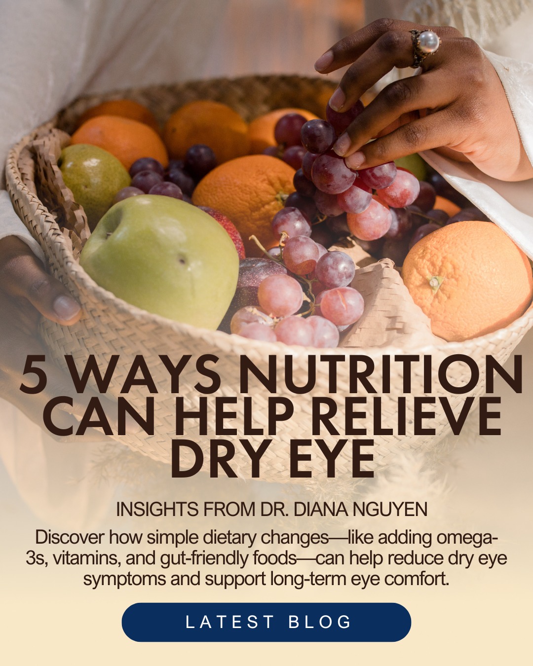 👁️ Did you know your diet can affect how your eyes feel? 🥦✨
Learn how omega-3s, vitamins, and gut-friendly foods can help relieve dry eye symptoms and support lasting comfort.
👉 Read the full blog for expert insights from Dr. Diana Nguyen @eyedoc.diaries — link in bio.
#dryeye #eyehealth #nutritionforeyehealth #dryeyerelief #eyecare #northvancouver #lynnvalleyoptometry #omega3 #vitaminsforeyes #eyecomfort #healthyvision