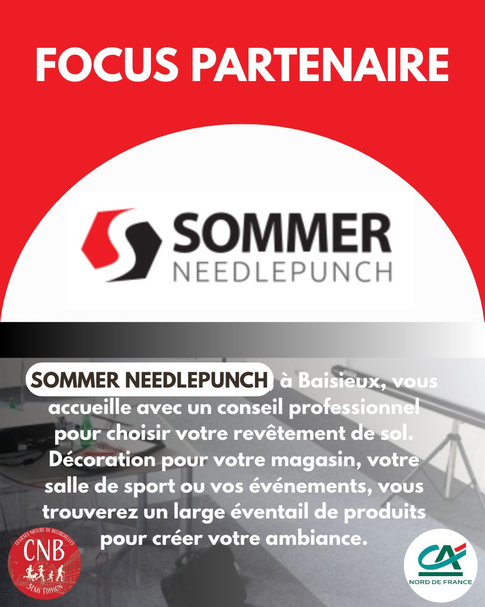 FOCUS PARTENAIRE 🏀 🏪
Besoin d'aménager votre magasin, votre salle de sport ou un espace lors d'un événement?
Spécialiste de vos sols, SOMMER NEEDLEPUNCH à Baisieux saura vous conseiller pour réaliser l'ambiance souhaitée.
Une large gamme de moquettes, gazons synthétiques ou protections diverses vous attend ainsi que les conseils avisés de professionnels.
Merci à SOMMER NEEDLEPUNCH pour son soutien.
#CNB ##coursesnaturebourghelles #FocusPartenaire