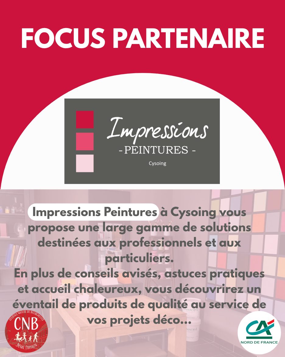 FOCUS PARTENAIRE 🖌️ 🏠
Besoin de conseils pour réaliser vos projets de décoration et embellissement, que vous soyez professionnel ou particulier?
Rendez-vous à IMPRESSIONS PEINTURES !
Un large choix au service de vos projets et le conseil de professionnels qui sauront vous guider...
Merci à IMPRESSIONS PEINTURES pour leur soutien !
#CNB #FocusPartenaire ##coursesnaturedebourghelles