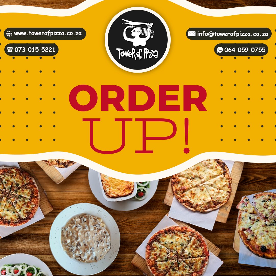 ๐ Order Up at Tower of Pizza! ๐
Craving the good stuff? Dig into our meat or veggie pizzas (also available on gluten-free bases) or enjoy them folded into a calzone.
Pair it with hearty pastas like Bolognese or lasagna, tasty tramezzinis, or other mains like beef curry and seasoned hake & chips.
Add a fresh salad on the side and finish off with one of our sweet desserts.
Join us for a sit-down meal or get it delivered locally โ your favourites are just a call away!
๐ 073 015 5221 | WhatsApp 064 059 0755
๐ www.towerofpizza.co.za
๐ง info@towerofpizza.co.za
๐ Hungry? Order now and taste the Tower difference!
#PizzaLovers #NorthernDrakensberg #TowerOfPizza #DrakensbergEats #FoodieFindsSA #PizzaNight #FamilyDining #PastaLovers #LocalFlavours #PizzaTime #EatLocalSA