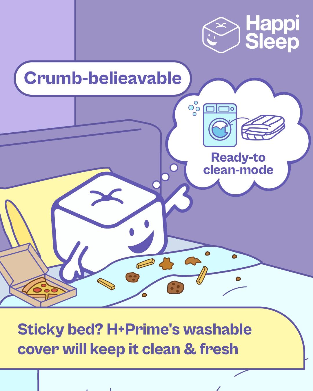 Oh noooo… caught red-handed (or crumb-handed) in bed? 🍕😅
Don’t stress — the H+ Prime Mattress has a removable, washable cover that keeps your bed fresh, no matter what your midnight snacks leave behind. ✨
#HappiSleep #DreamWithUs