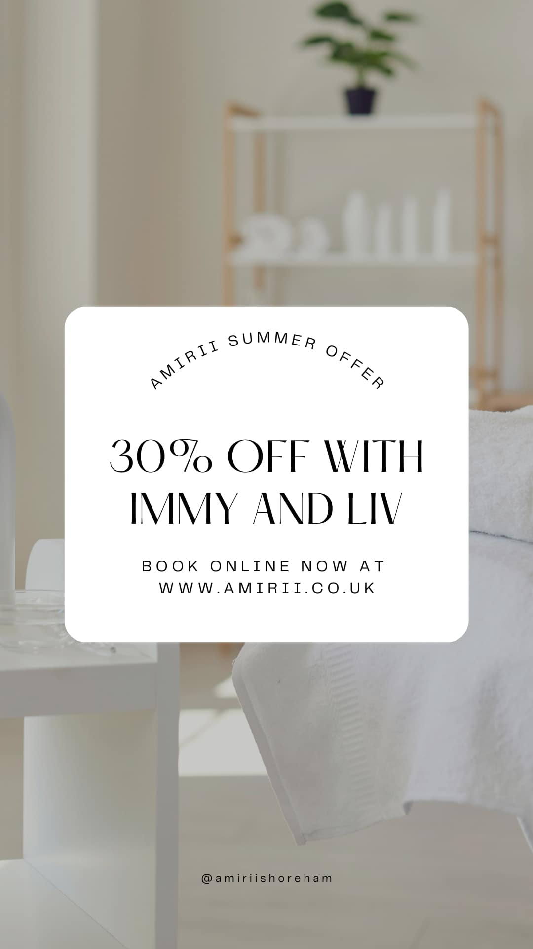 Make sure you don’t miss this amazing summer offer!!
Book now online at www.amirii.co.uk ✨✨✨