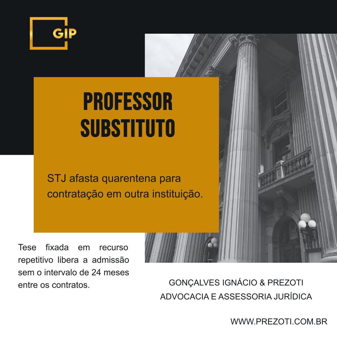 Atenção, professor substituto! O Superior Tribunal de Justiça (STJ) acaba de definir uma tese em recurso repetitivo que traz mais mobilidade para a sua carreira.
Qual é a nova regra?
A "quarentena" de 24 meses que impedia uma nova contratação temporária só vale se a recontratação for pela MESMA instituição.
O STJ entendeu que a restrição existe para evitar a perpetuação de vínculos precários em um mesmo órgão. Esse risco não ocorre quando o professor é aprovado para um novo contrato temporário em uma instituição diferente.
Qual o impacto?
A decisão foi tomada em regime de recurso repetitivo (Tema 1.308), o que significa que ela é de observância obrigatória por todos os juízes e tribunais do país. Isso traz uma enorme segurança jurídica e permite que professores substitutos busquem novas oportunidades em outras universidades ou institutos federais sem o longo período de espera.
Entender as teses dos tribunais superiores é fundamental para garantir seus direitos como servidor. A Gonçalves Ignácio & Prezoti Advocacia e Assessoria Jurídica é especialista em Direito do Servidor Público.
Acesse nosso site: www.prezoti.com.br
#DireitoAdministrativo #ServidorPublico #ProfessorSubstituto #STJ #RecursoRepetitivo #ConcursoPublico #Advocacia #Justiça #GIPAdvocacia