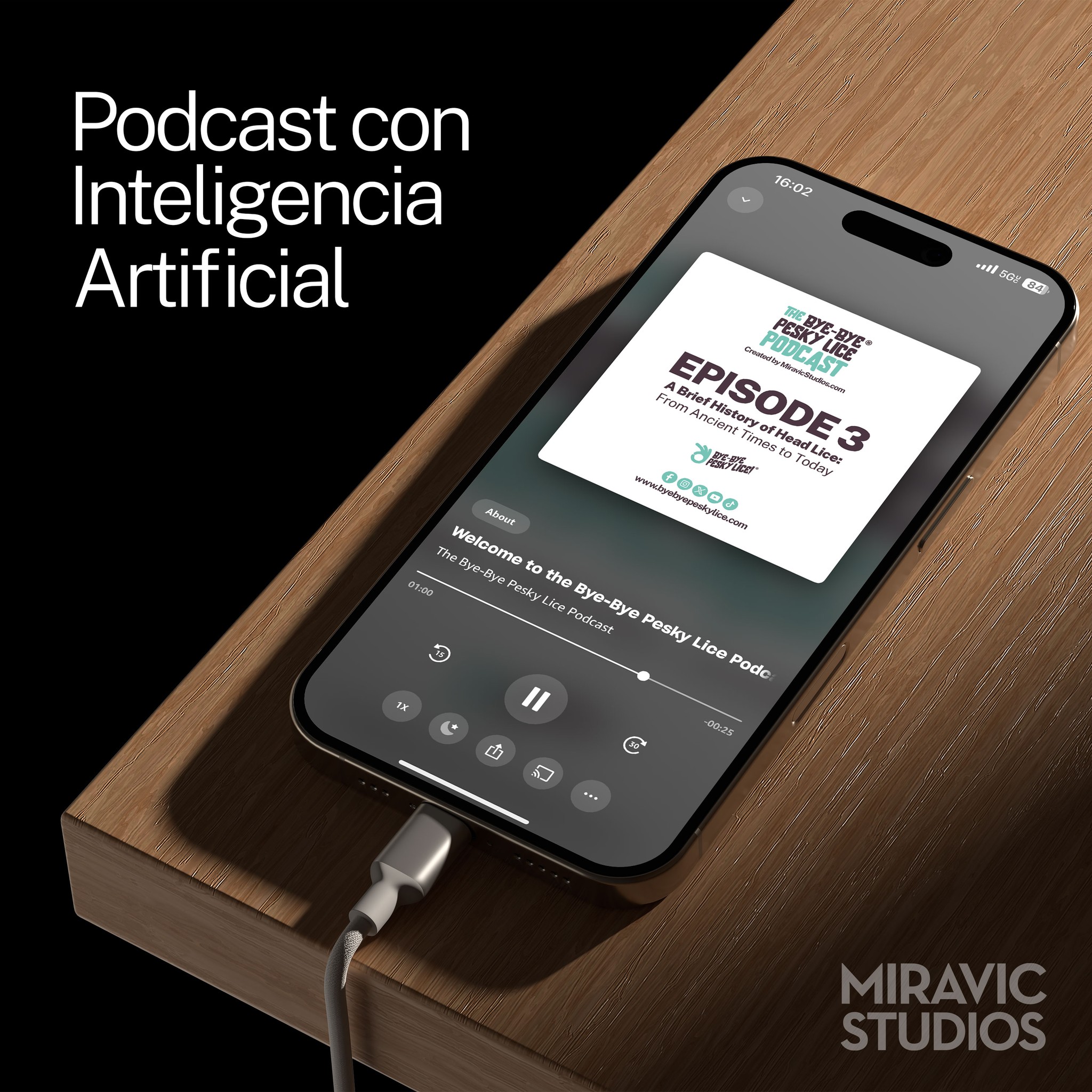 🎧 ¿Quieres tener un podcast, pero no tienes tiempo ni equipo?
En Miravic Studios creamos podcasts con Inteligencia Artificial:
✅ Guiones generados automáticamente
✅ Voces realistas y naturales
✅ Edición lista para Spotify, Apple Podcasts, etc.
✅ ¡Tú solo apruebas el contenido!
Ideal para marcas de servicios que quieren educar, atraer y conectar con su audiencia... sin complicarse.
📌 Ya lo hicimos para Bye Bye Pesky Lice y tu marca puede ser la próxima.
💬 Escríbenos: hacemos que tu voz suene… sin que tengas que hablar.
#PodcastAI #InteligenciaArtificial #PodcastMarketing #MiravicStudios #PodcastBranding #MarketingEducativo #Automatización #IAparaNegocios #DiseñoYContenido