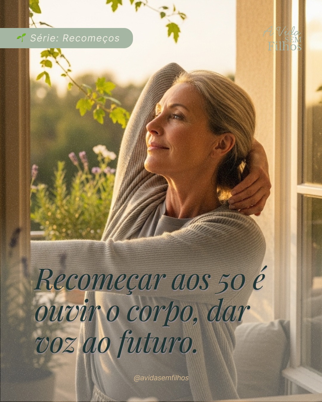 Aos 50, o corpo muda o ritmo — e a alma aprende a ouvir.
Não é mais sobre fazer tudo, mas sobre sentir o que ainda faz sentido.
Recomeçar agora é respeitar o corpo que você tem, o tempo que você vive e o futuro que ainda pode florescer. 🌿
Porque há um tipo de juventude que só chega com a maturidade: a de quem enfim se escuta.
E você — o que o seu corpo tem te pedido ultimamente? 💛
#VidaSemFilhos #Recomeços #Mulheres40Mais #AutonomiaFeminina #LongevidadeAtiva #EnvelhecerComPropósito #TempoDeFlorescer