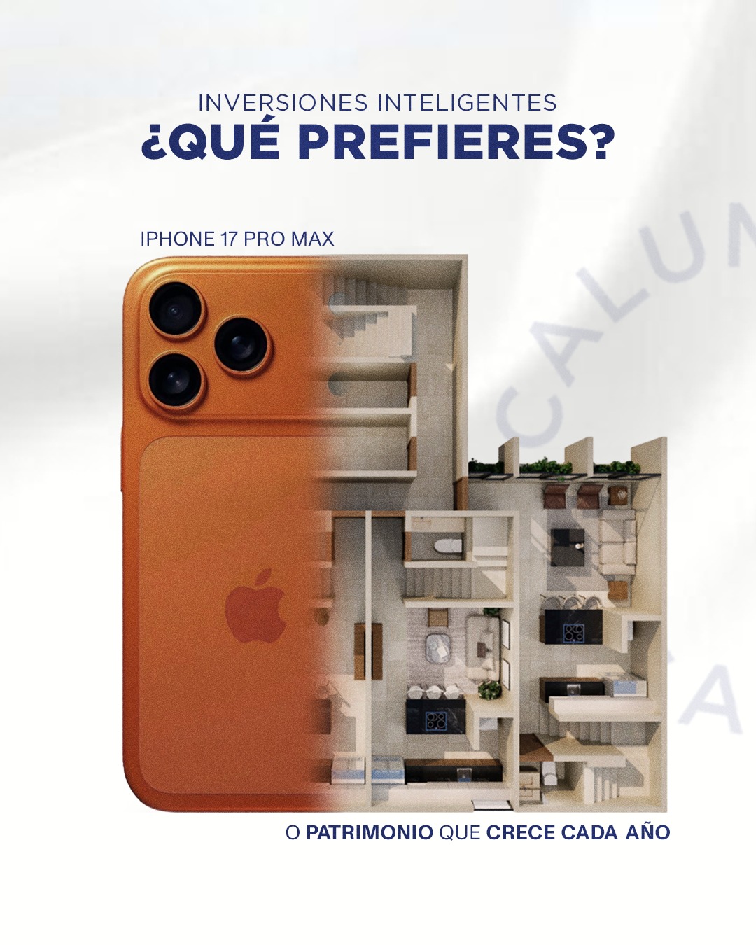 Un iPhone se devalúa, pero un departamento gana valor cada año.
Elige dónde poner tu dinero de manera inteligente. 🏠📈