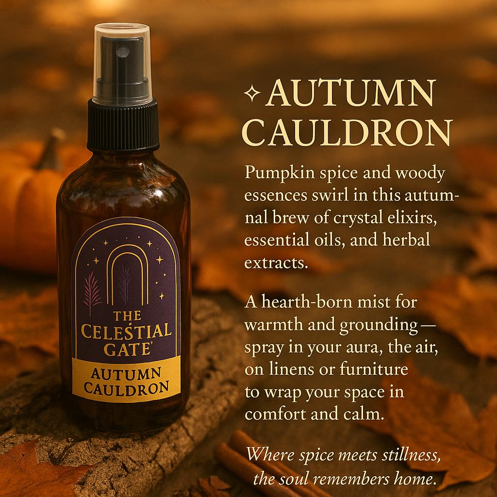 AUTUMN CAULDRON
From our Halloween Collection — an alchemy of pumpkin, spice, and wood.
Brewed with crystal elixirs, essential oils, and herbal extracts, this mist is crafted to ground the spirit and fill your space with comforting heat and golden calm.
For cozy nights, glowing rooms, and hearts that seek grounding in golden light —
a touch of warmth for the season when the veil begins to stir. #SpiritualAwakening #halloween🎃 #autumnvibes #grounding #spiritualwisdom #spiritualvibes #spiritualpath