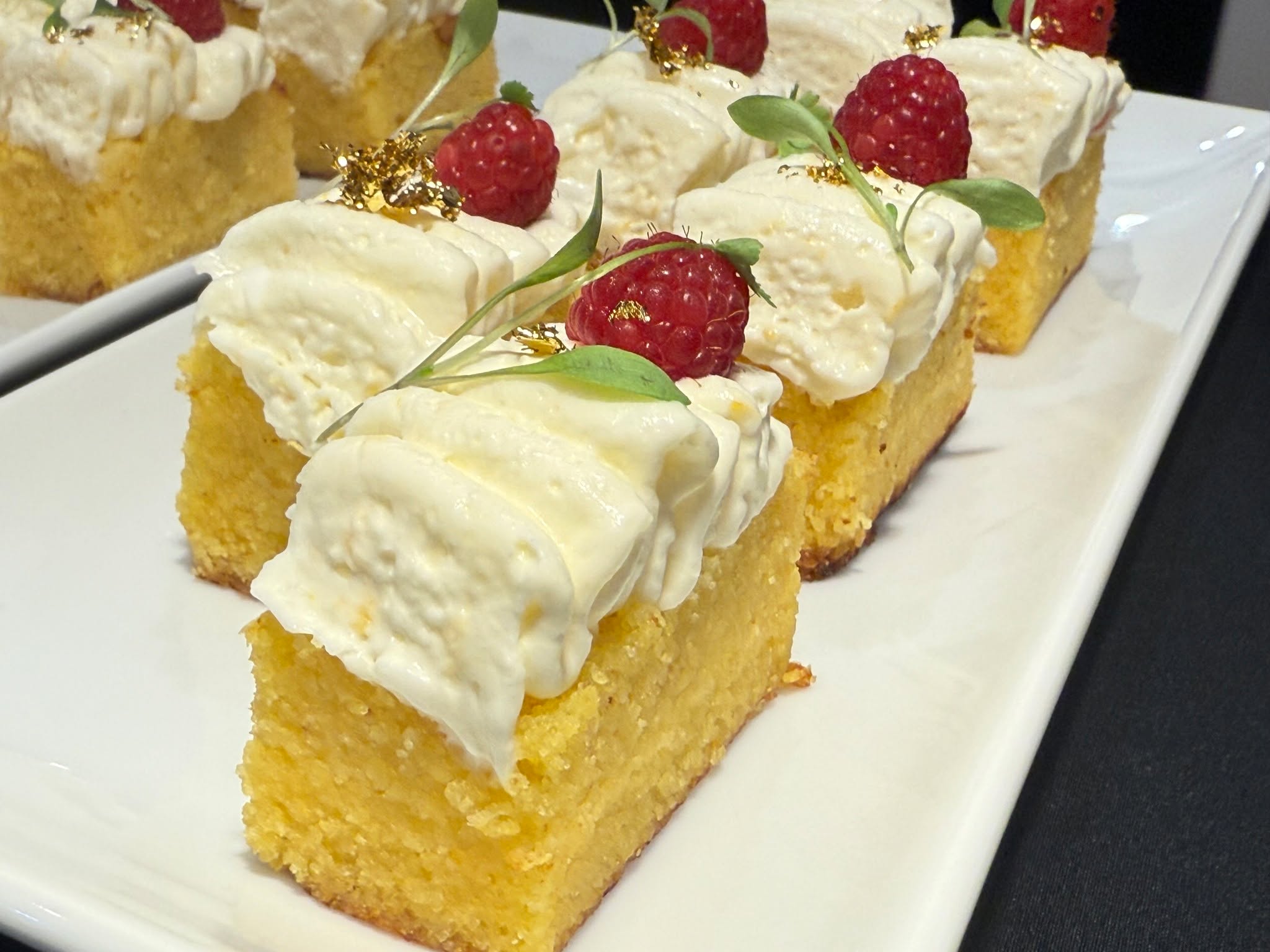 As i mentioned more times than I care to remember - It's YOUR event not ours and I am always happy to include requests wherever possible.....even if it means some research and put me out of my comfort zone!
Recently I was asked to make a dairy and gluten free orange and olive oil cake....after some research I found a recipe and baked the cake. I then took dairy free cream cheese and cream to make a topping, finished with raspberry, gold leaf and coriander cress, it got rave reviews from the guests (as well as my family who were my guinea pigs for the first bake!)
#wedding #caterer #dinner #reading #buffet #bowlfood #gardenparties #barbecue #britishproduce #party #privatechef #inhomedining #oxfordshire #bespoke #finedining #dessert #glutenfree #desserts