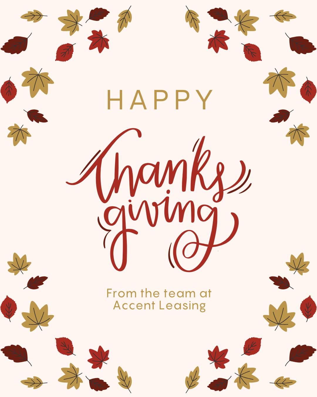 Happy Thanksgiving! Wishing you a lovely weekend 🦃
#AccentLeasing # BCBusiness #ladnerbusiness #Thanksgiving #canadianthanksgiving