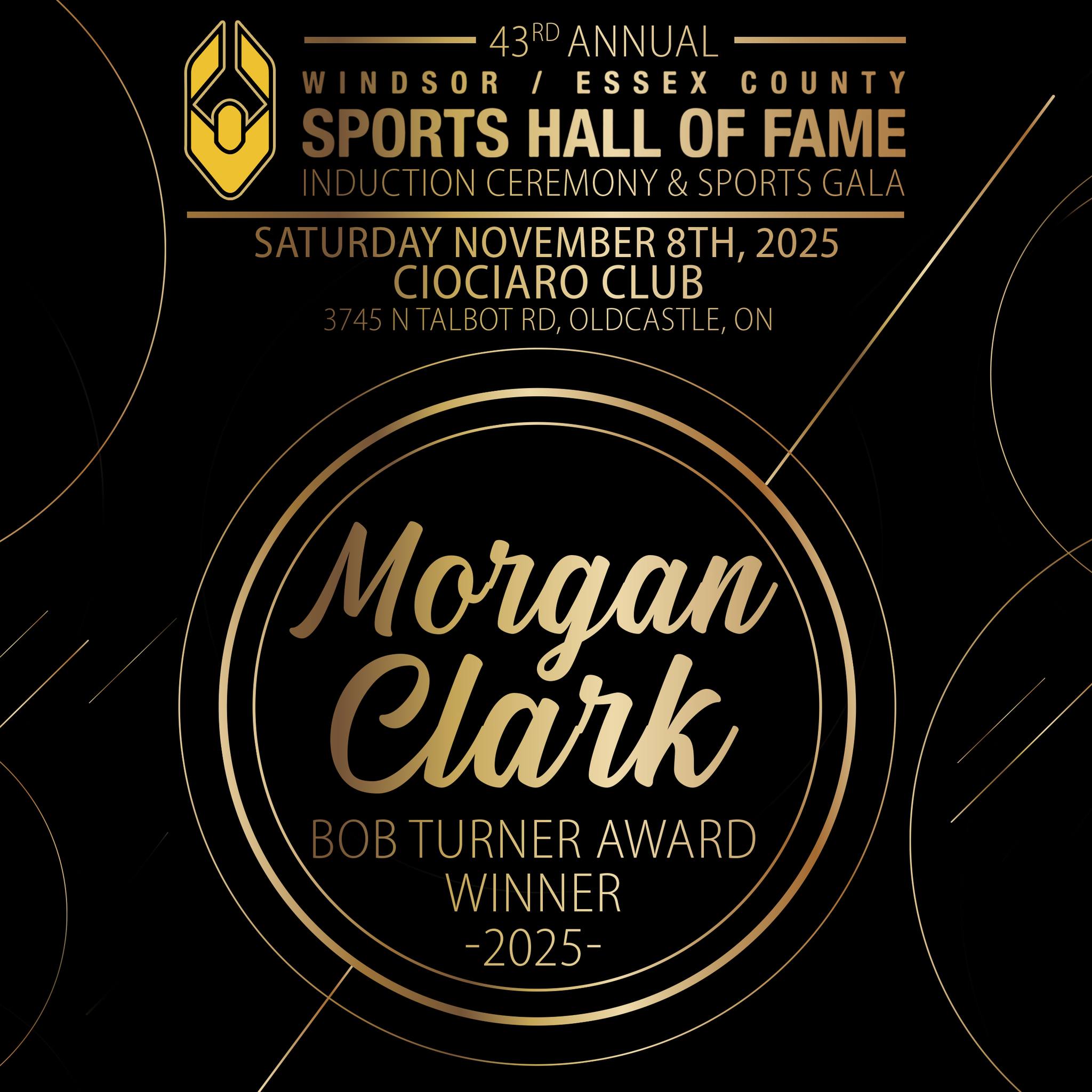 🏆 Bob Turner Award Winner - Morgan Clark 🏆
.
.
Morgan has exemplified determination and drive both as a player, and a coach. He’s done it all, to say the least! Morgan’s list of accomplishments in local sports is a mile long, and he has undoubtedly earned his place in the Windsor/Essex Sports Hall of Fame as our Bob Turner Award Winner!🏆
.
.
Join us in Honouring Mr. Clark at our 43rd Annual Gala on Saturday November 8th at the Ciociaro Club of Windsor!
.
To purchase tickets 🎟️ use the link in our bio, or visit www.WECSHOF.com
.
.
#wecshof #HallOfFame #Gala #Athletes #Builders #Inductees #windsoressex
#windsor #Sports