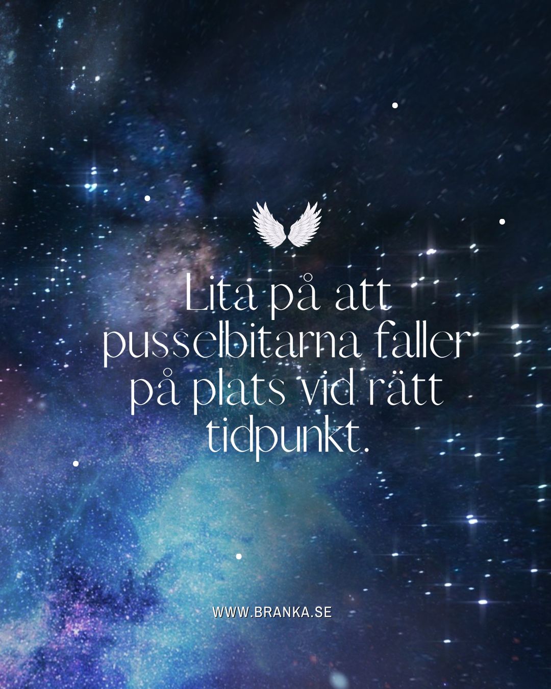 Att lita på att allt kommer att ordna sig kan vara svårt när livet känns osäkert eller när man står inför utmaningar och motgångar. Men det är viktigt att komma ihåg att ibland behöver vi ge det lite tid och visa tålamod. Precis som med ett pussel så kan det ta ett tag att hitta rätt bitar och få dem att passa ihop. Men när allt väl faller på plats så blir bilden klar och vi kan se helheten. Lita på processen och var tålmodig, för ibland är det just det vi behöver för att nå våra mål och drömmar.
Branka
www.branka.se