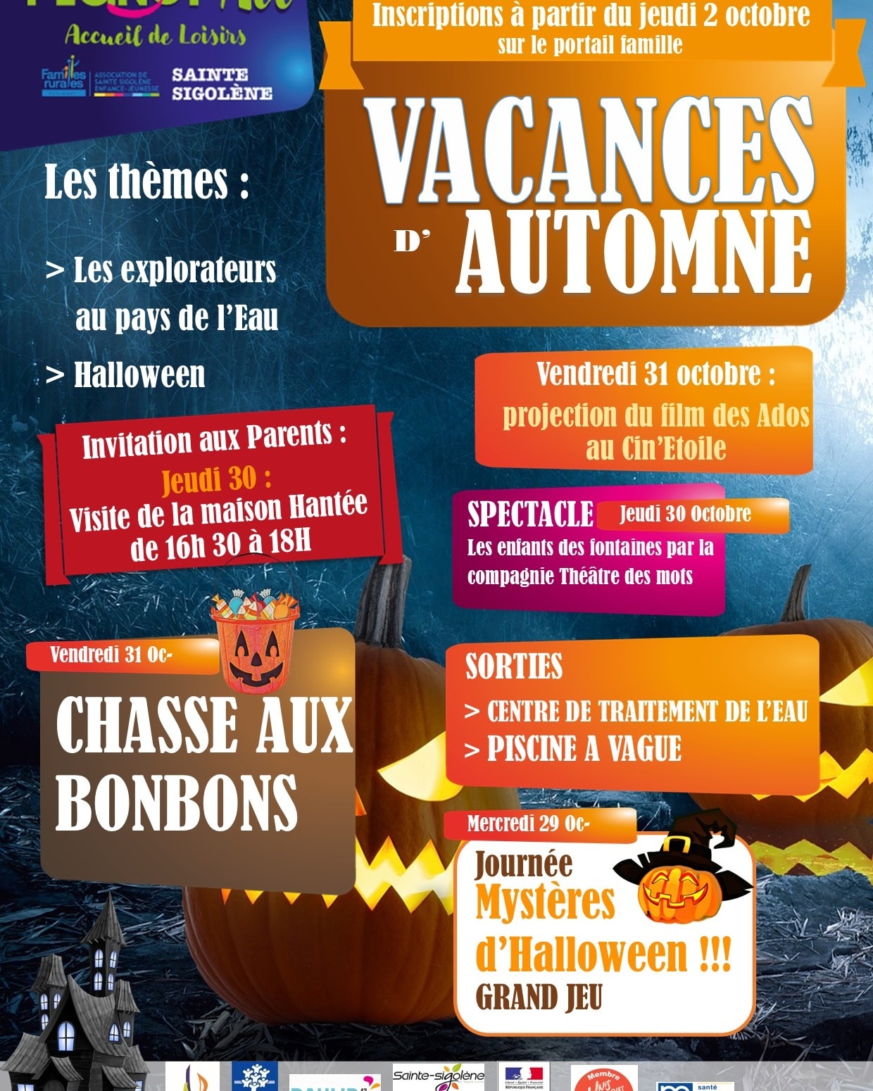 Le programme des vacances d' octobre est disponible sur notre site internet.
Attention les places partent vite!! Pour garantir une place pour votre enfant, réserver sans tarder via le portail famille.
Excellente journée