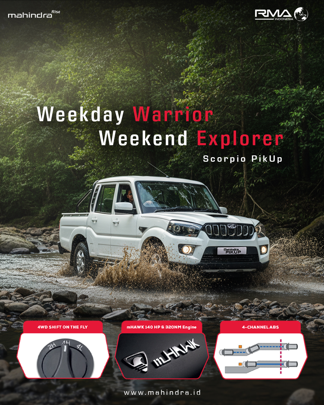 Bekerja keras di hari kerja, menjelajah bebas di akhir pekan — Mahindra Scorpio PikUp siap menemani setiap langkah Anda. Ditenagai mesin mHAWK 140 HP & 320NM, sistem 4WD Shift on the Fly, dan 4-Channel ABS, Scorpio PikUp menghadirkan performa tangguh untuk segala medan.
Dari proyek di lapangan hingga petualangan di alam bebas, inilah kendaraan yang dirancang untuk menjadi partner sukses Anda. Karena hidup bukan hanya tentang pekerjaan tapi juga tentang menikmati perjalanan.
.
.
.
#MahindraScorpio #PikUpKeren #MahindraIndonesia #YourPartnerInSuccess #RMAIndonesia #mahindra4x4 #mining #plantation #farming #miningindonesia #minerals #coal #tambang #sobatenergi #ESDM #miningexpo #agriculture #agriculturelife #tipsandtrick #pertanian #perkebunan #pertambangan #fleet #fleetrental #rentalfleet #pickuprental