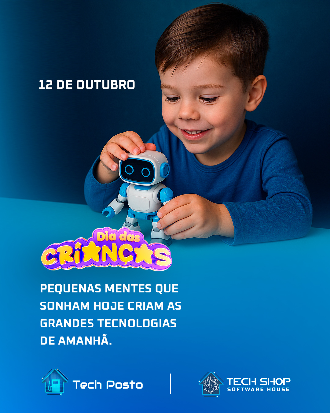 Pequenas mentes que sonham hoje criam as grandes tecnologias de amanhã.👨🏻💻🧒🏼
É com essa mesma inspiração que a TECH SHOP desenvolve soluções que conectam, inovam e simplificam a rotina de postos de combustível e lojas de conveniência.
Que cada criança continue sonhando alto, porque é nos sonhos que nascem as mudanças que constroem o futuro.🚀
Feliz Dia das Crianças!💙
#TechShop #DiaDasCrianças #PequenasMentesGrandesIdeias #ImaginarParaInovar #TecnologiaQueConecta #FuturoComTecnologia