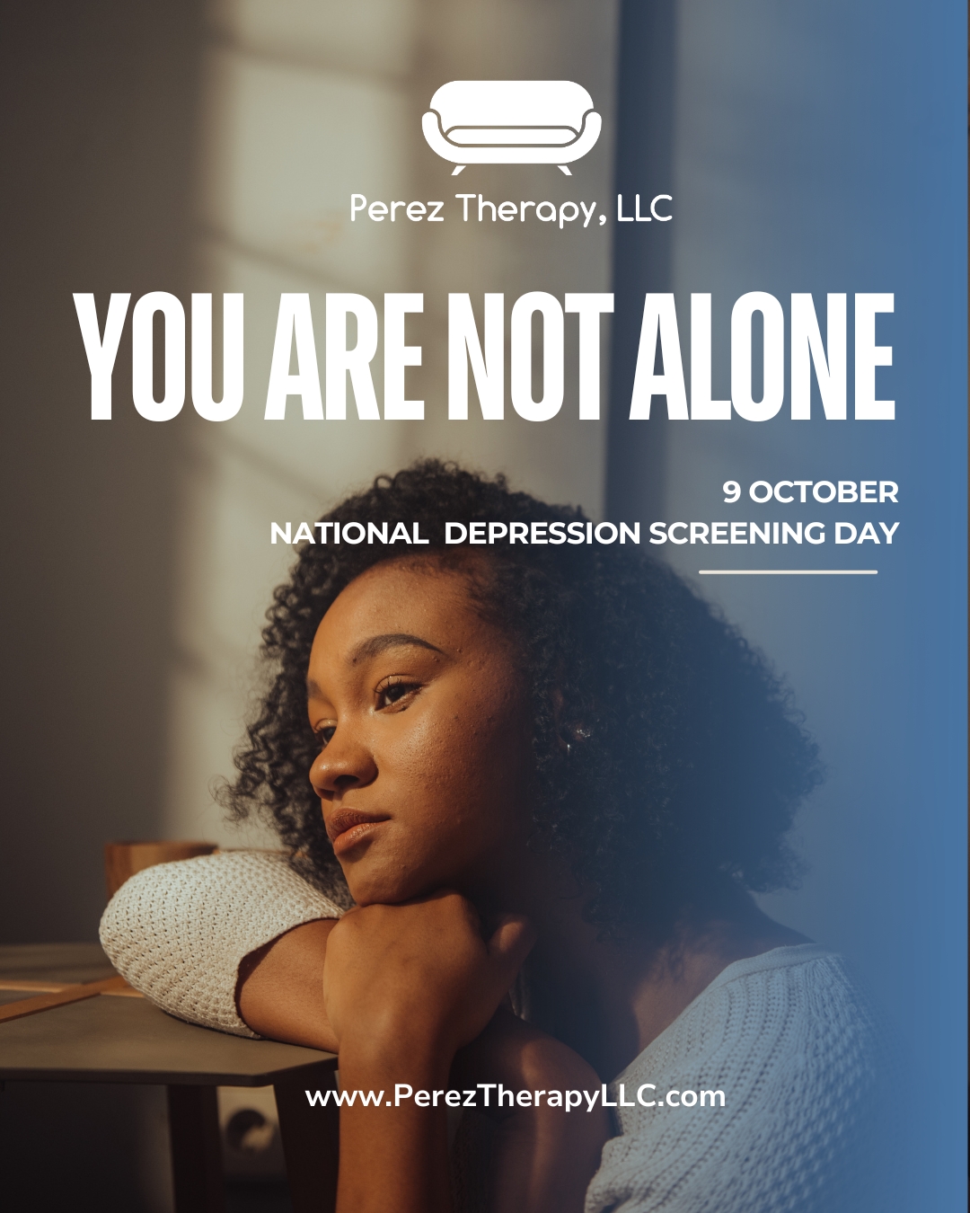 Today is National Depression Screening Day
A reminder that checking in on your mental health is just as important as any physical check-up. 💙💛 At Perez Therapy, LLC, we encourage you to take a few minutes to reflect, screen, and seek support if you need it.
You are not alone — help is available, and healing is possible. 🌿
🧠 Take a free, confidential screening through Healthy Minds Philly or Mental Health America.
💬 And if you’re ready to take the next step, our team at Perez Therapy is here to help.
#MentalHealth #NDSD2025 #DepressionAwareness #PerezTherapyLLC