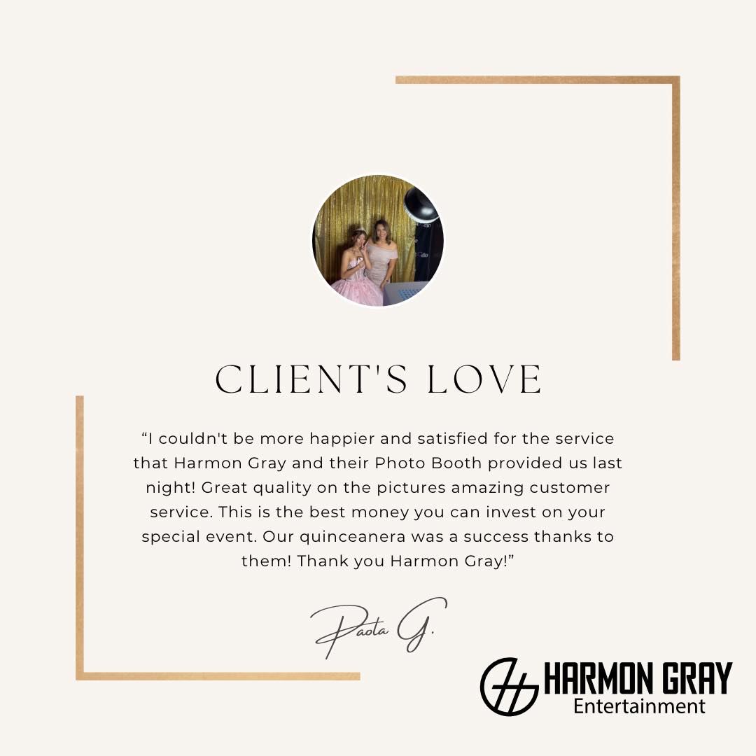 Thank you!!
#harmongrayentertainment #hgphotobooths #partyplanning #ctphotobooths #photoboothrental #quinceanera