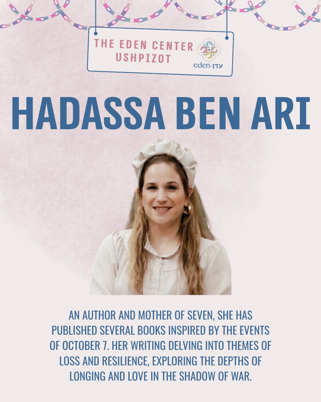Today, we are honored to welcome Hadassa Ben-Ari, @hadassa_benari our first ushpizah to the sukkah! Hadassa represents all those actively dedicating themselves to honoring and remembering the heroes of our war.
As an author and mother of seven, Hadassa transforms the stories of the war into written form, giving voice to the nation’s heroes during these difficult times. She has found a way to speak to younger generations about war with both compassion and hope. Her book connects families and children to the Israeli story, and she continues to create projects that foster connection and life - even in the face of loss and widowhood.
Through Hadassa, we learn about pain and love, about words and memories that must be preserved. Together, we will continue to honor the big and small stories of the war. We will never forget.
#JewishWoman #Sukkot #JewishLife #Ushpizot #Israel