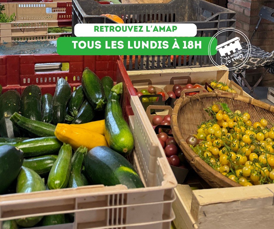 Le lundi c'est la distribution des paniers bio de l'AMAP ! Venez en discuter avec les producteurs et adhérents.
Votre Café Boutique associatif est aussi ouvert de 15h à 18h.