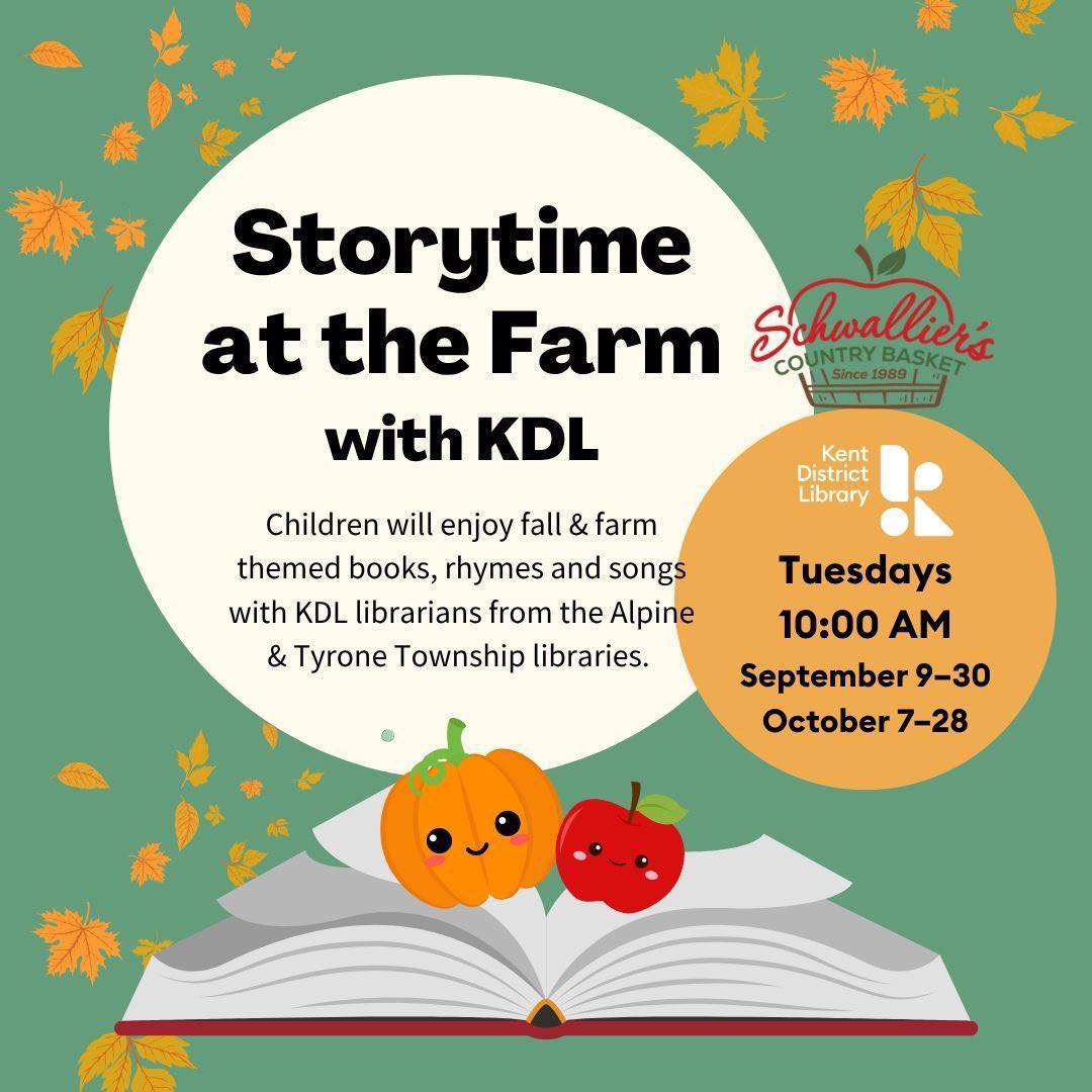 Story Time on the Farm today at 10 a.m.! Just three left for this season… children will love stories, rhymes and songs with KDL’s amazing librarians!