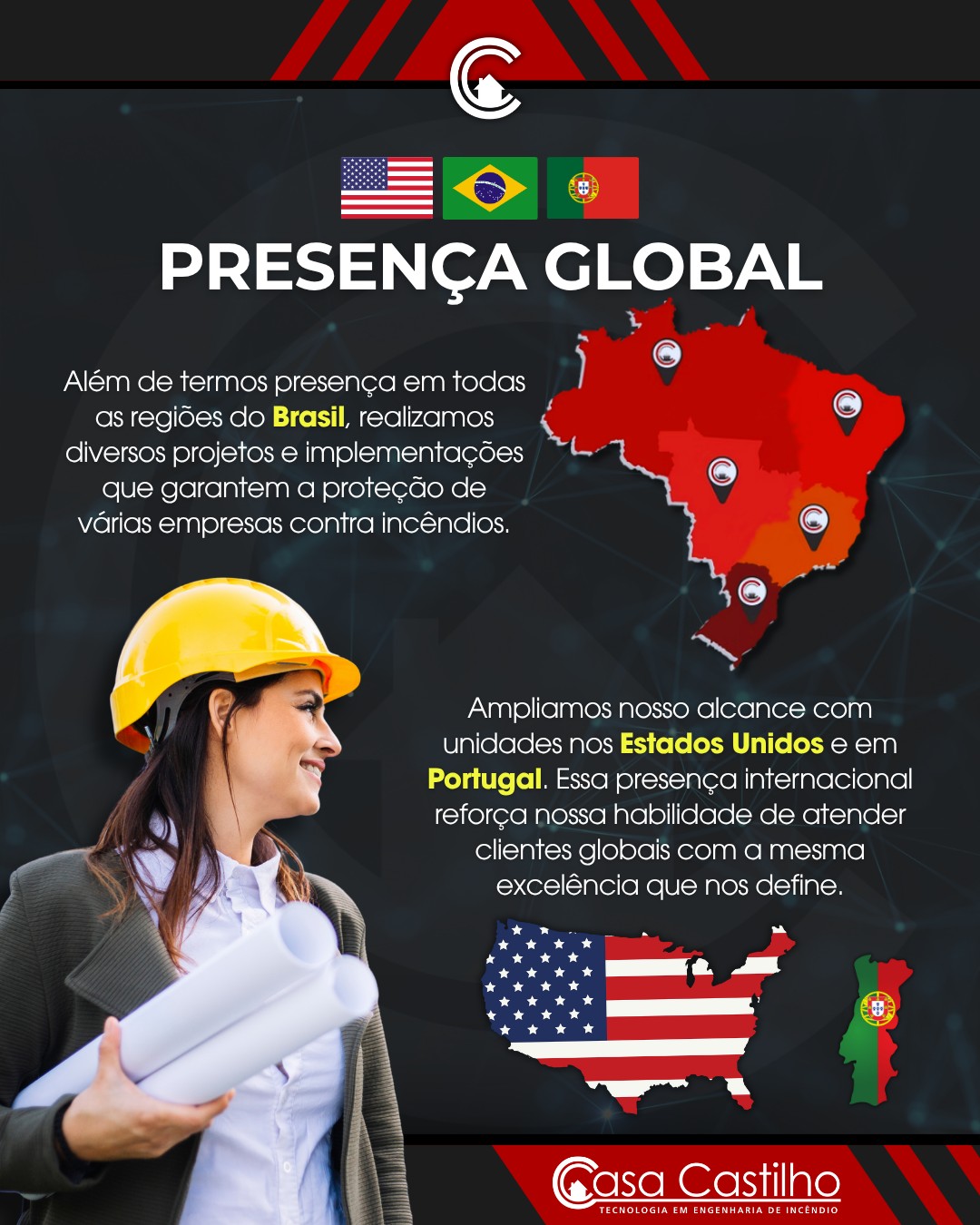 🔥 Você sabia? 🔥
A Casa Castilho vai além das fronteiras!
Estamos presentes também nos EUA e em Portugal, levando nossa excelência em segurança contra incêndios para o cenário internacional.
🌍 Nossa equipe de especialistas, em constante atualização, garante soluções inovadoras, alinhadas às normas da NFPA – National Fire Protection Association e às legislações nacionais.
Isso nos permite otimizar recursos, entregar projetos eficazes e oferecer a tranquilidade que sua empresa precisa, em qualquer lugar do mundo.
Essa presença internacional reforça nosso compromisso em atender clientes globais com o mesmo padrão de qualidade que nos tornou referência no Brasil.
📞 Fale agora com a nossa central de atendimento e descubra como podemos proteger o que é mais importante para você:
📍 Av. Cidade Jardim, 301 – Green Village, Avaré/SP
📲 (14) 3711-3800 / (14) 99785-4824
🌐 www.casacastilho.com.br
✅ Pensou em segurança, pensou CASA CASTILHO!
#PrevençãoDeIncêndios #SegurançaEmPrimeiroLugar #PPCI #EngenhariaDeIncêndio #NFPA #CasaCastilho #ProteçãoContraIncêndios #SegurançaNoTrabalho #GestãoDeSegurança #BrigadaDeIncêndio #Engenharia