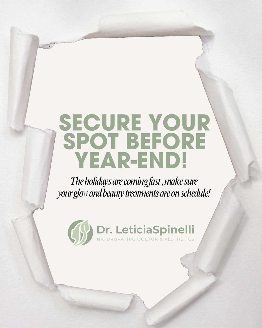 Secure Your Spot Before Year-End!
The holidays are coming fast — don’t miss your chance to refresh, rejuvenate, and glow with confidence!
Whether it’s Botox, Lip Filler, or Microneedling, the special year-end prices are available wherever I provide treatments — giving you flexibility and convenience!
📅 Book your appointment today and step into the new year with radiant, natural results!
#DrLeticiaSpinelli #BotoxSeason #LipFiller #Microneedling #YearEndGlow #BookNow #NaturalResults #AestheticCare #ConfidenceInYourSkin #ExclusiveOffer