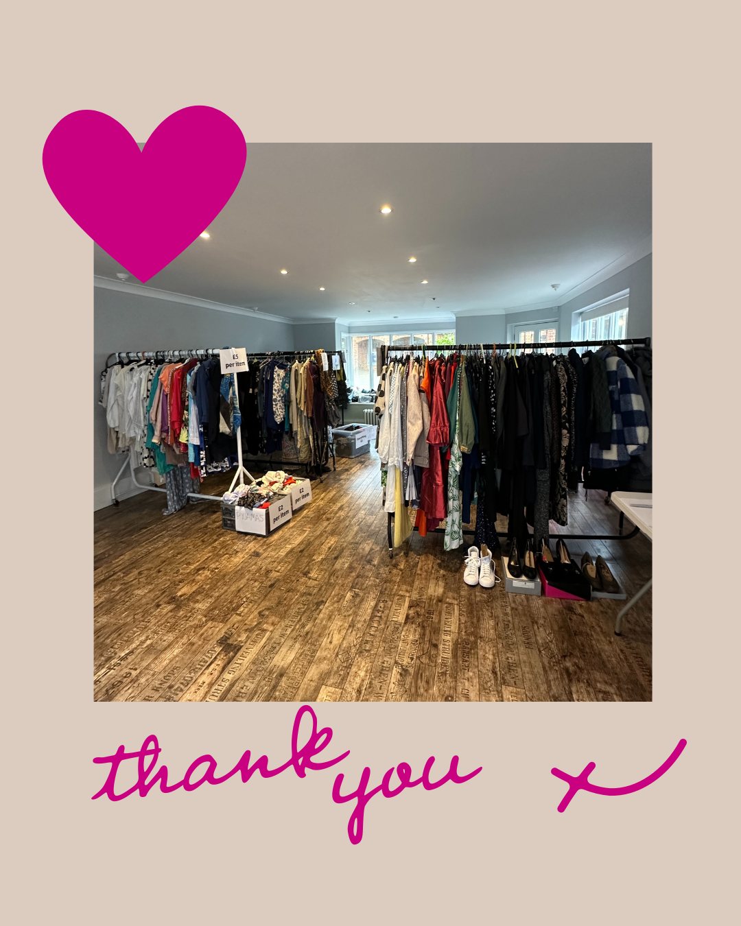 A HUGE ⭐ T H A N K Y O U ⭐ to everyone who supported our Preloved Clothing Sale last week. We are delighted to have raised £2,421.41 🎉
Thank you to everyone who donated clothing to sell and to everyone who came along to purchase. A special thank you to the shop owners for allowing us to use the fantastic premises. 🙏
All funds raised will help local people living with cancer.
#thankyouforyoursupport #forcastrengthagainstcancer