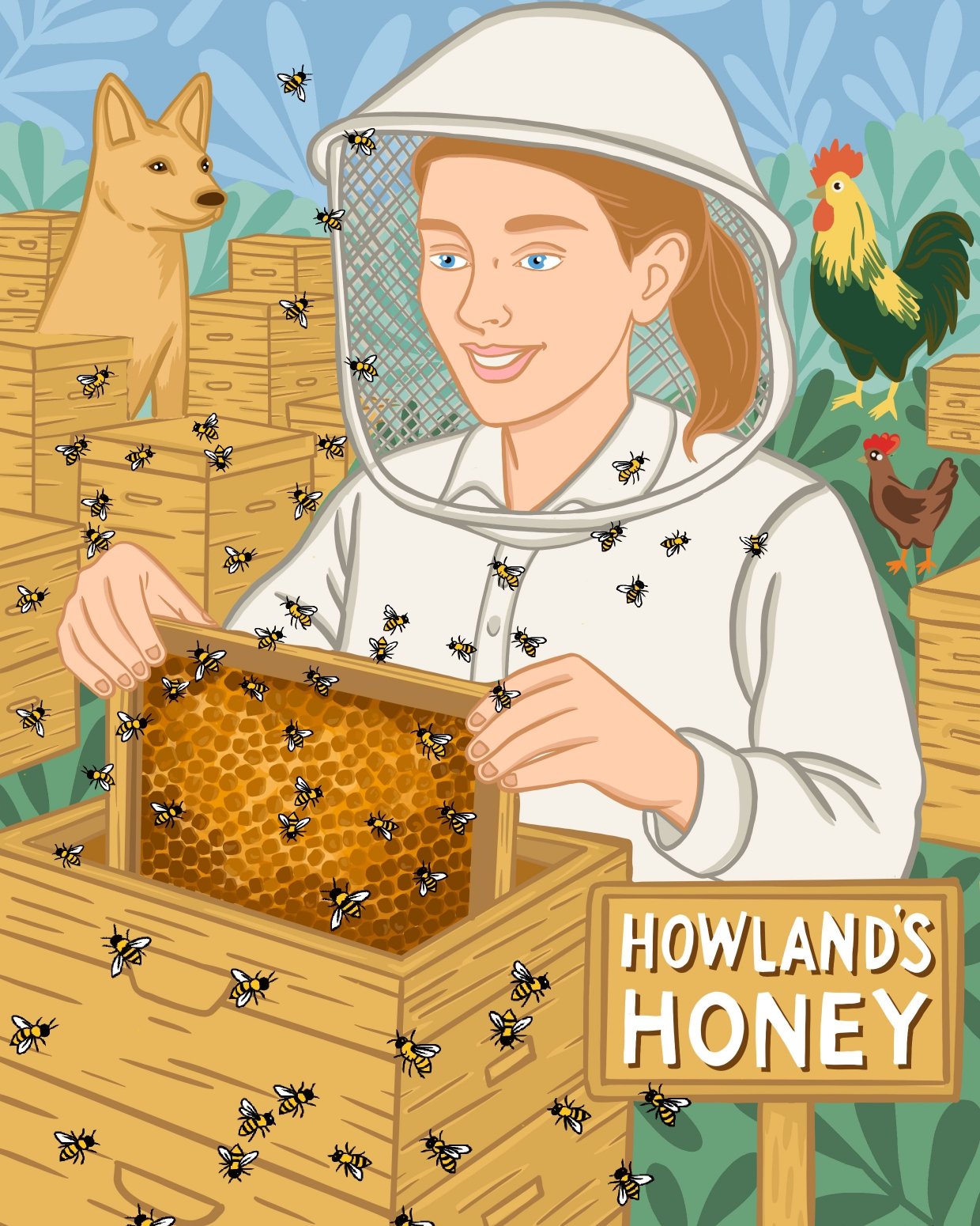 ๐โจ A Sweet Portrait! โจ๐พ
Weโre thrilled to share this beautiful artwork by @tahneeflor, based in Mexico City, featuring our very own Sasha Howland in the bee yard, alongside her loyal pup Caio and a few of our beloved Howlandโs Hens.
Tahnee captured the heart and soul of Howlandโs Honey from across the milesโcelebrating the connection between people, animals, and the bees that make it all possible. ๐จ๐ฏ
#HowlandsHoney #BeeInspired #CreativeConnections #ArtAcrossBorders #SweetPortrait #CaioTheDog #HowlandsHens
