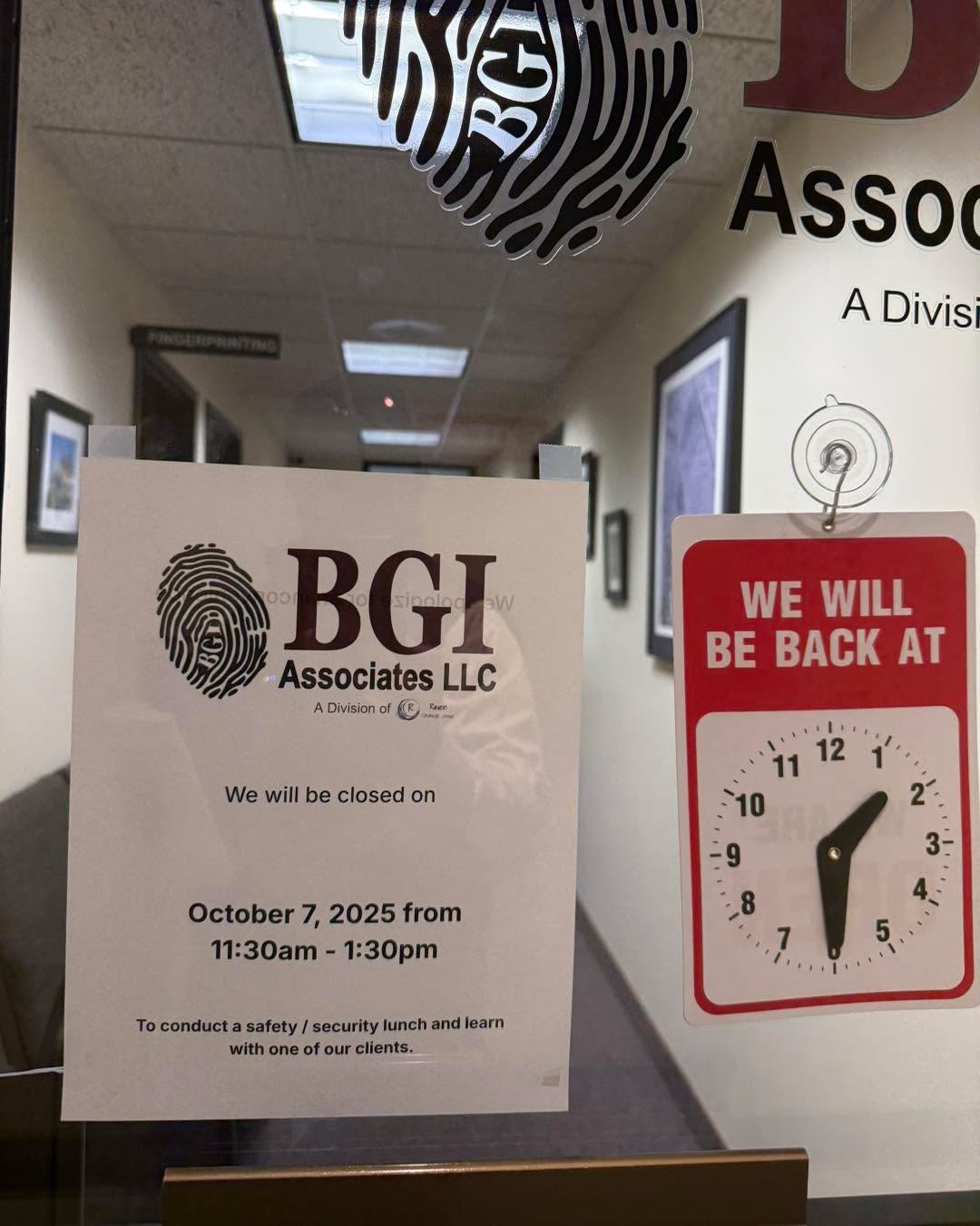 It’s our goal to have our BGI fingerprint office open M-F 930-1630 but when there’s an opportunity to speak with a group of educators who teach in a unique setting about safety and security we hang up a sign and head out for a bit.
#Ravenstrategicgroup
#bgiassociates #bespokeriskmanagement #conciergeriskmanagament #eventplanning #situationalawareness #disastermedicine #beprepared #emergencymedicine #crisismanagement #firefighter #security #protector #firstresponder #securitymanagement
#fingerprinting #executiveprotection #intuitionawareness #survivalmindset #peopleprotectionpeaceofmind