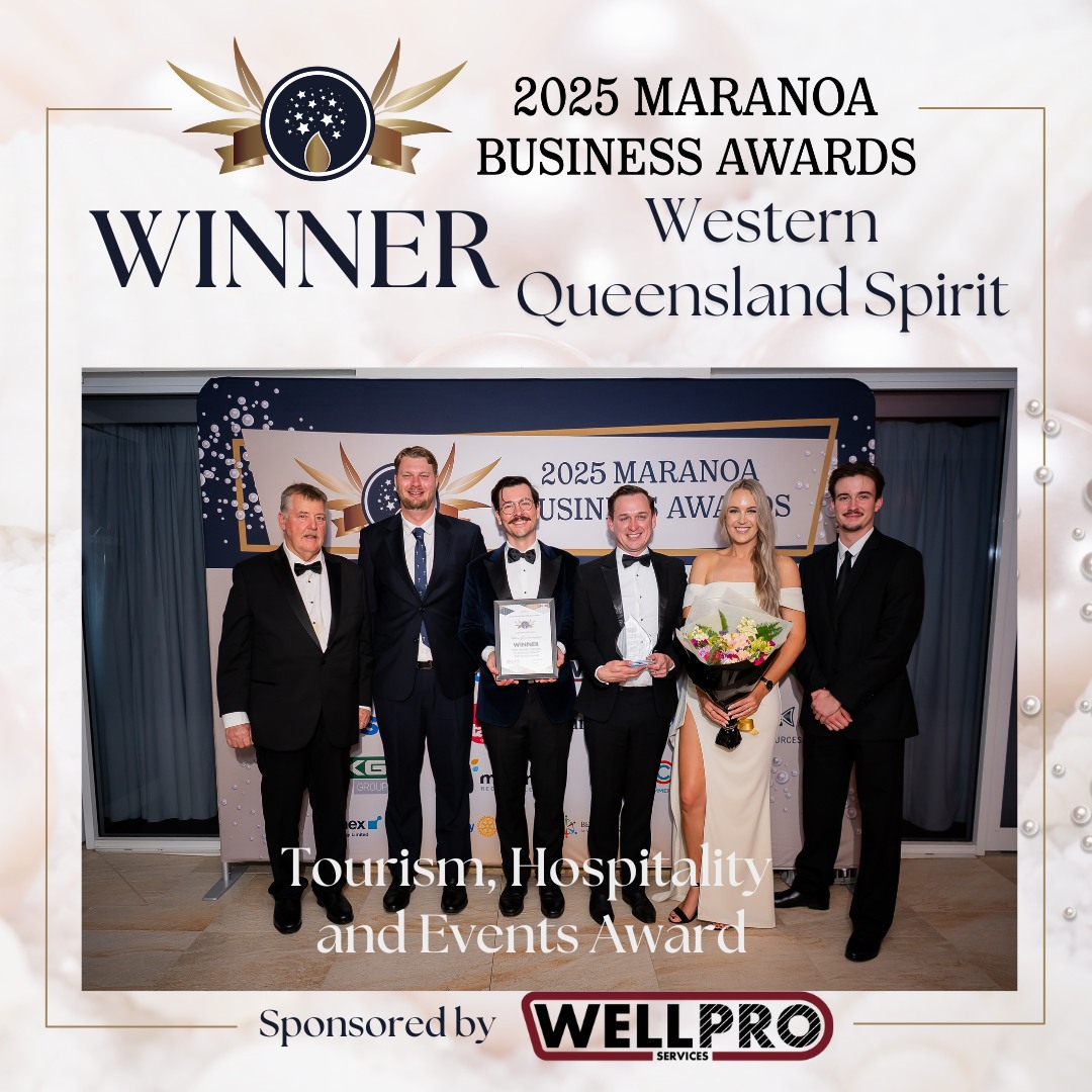 Congratulations to Western Queensland Spirit, winner of the Tourism Hospitality & Events Award at the 2025 Maranoa Business Awards.
RCAT extends its sincere thanks to WellPro Services for their sponsorship for this award and support for business in our region.
@westernqldspirit
#MaranoaBusinessAwards #RCAT #CelebratingLocalBusiness #CustomerServiceExcellence