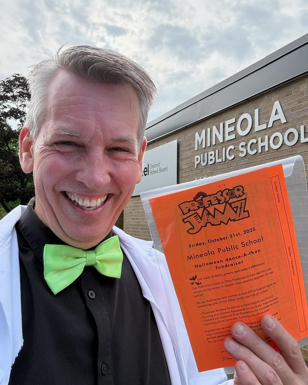 It’s almost that time of year again… Halloween Dance-A-Thon is back! 🕺🎃
Professor Jamz is ready to bring the music, energy, and FUN to Mineola Public School on October 31st, 2025! 🧡🖤
Let’s groove, move, and raise funds together for an amazing cause. Can’t wait to see all the costumes and killer dance moves! 👻✨🎶
#ProfessorJamz #HalloweenDanceAThon #MineolaPS #SchoolSpirit #DJLife
#fundraiservibes
