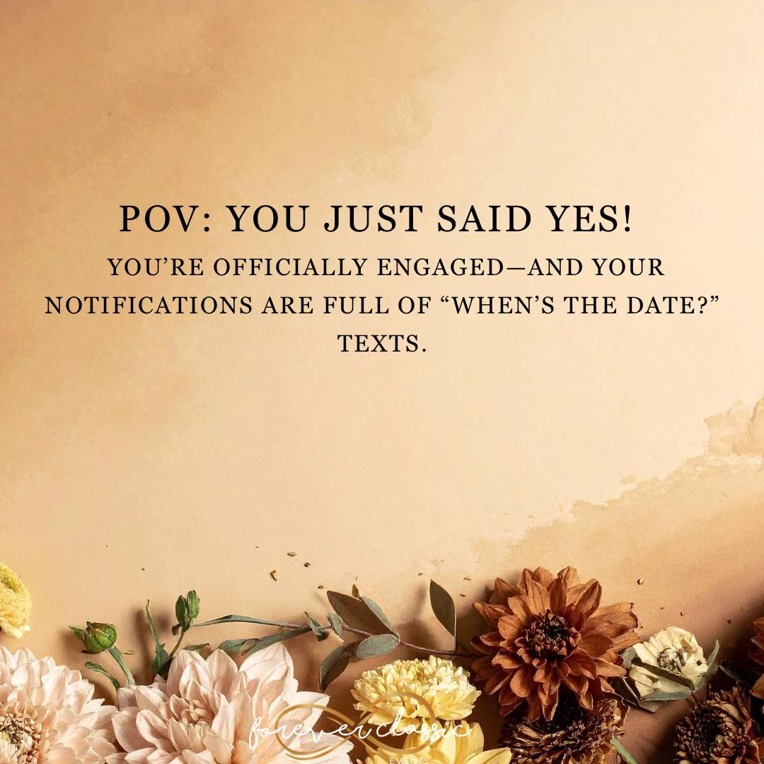 ✨ POV: You just said YES! 💍
You’re officially engaged—and your notifications are full of “When’s the date?” texts.
Take a deep breath… you don’t have to figure it all out today.
Step 1: Celebrate before you plan.
Enjoy this season. Take pictures, have dinner, pop champagne, and just be engaged.
Planning can wait a few days—this moment only happens once. 🥂
Step 2: Start with the big picture.
Talk about your priorities—guest count, location, and budget.
Once you know what matters most, the rest becomes much easier to organize.
Step 3: Bring in a planner early.
A planner helps you make smart decisions from the start—saving time, money, and stress.
At Forever Classic Events, we guide you through the process with calm, clarity, and flawless execution.
✨ You bring the excitement—we’ll bring the organization.
Book your consultation today and let’s start planning your Forever Classic wedding.
#JustEngaged #WeddingPlanningTips #ForeverClassicEvents #SCWeddingPlanner #NCWeddingPlaner