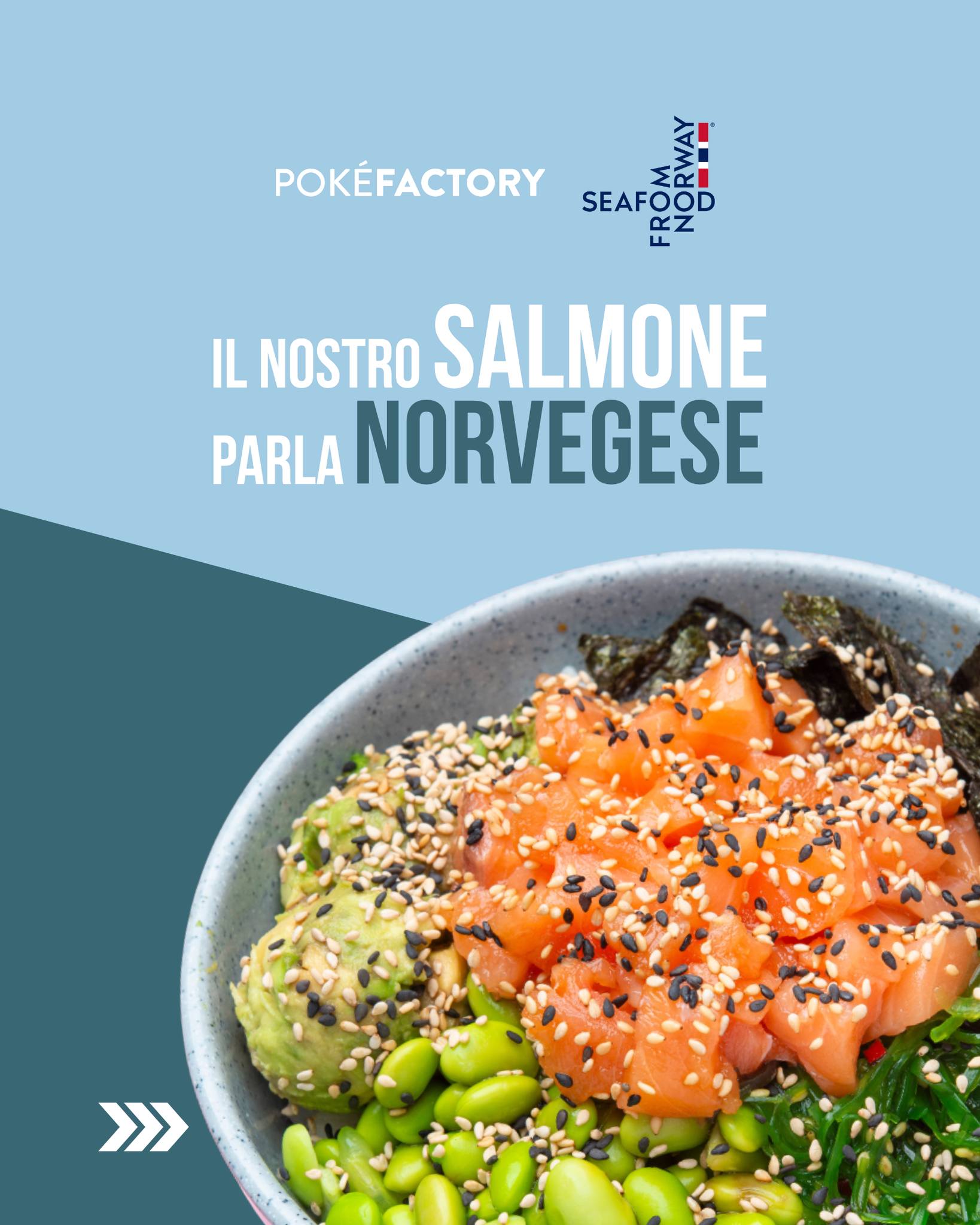 🇳🇴🐟 Il nostro #salmone parla norvegese!
Siamo orgogliosi di annunciare la nostra collaborazione con Norwegian Seafood Council, ente promotore del marchio d’origine Seafood from Norway. Una partnership che si pone l'obiettivo di valorizzare ed esaltare l'eccellenza del salmone norvegese nell’offerta dei nostri ristoranti.
Il salmone norvegese, da sempre protagonista indiscusso dei nostri menù, viene oggi ulteriormente valorizzato attraverso il riconoscimento della sua origine certificata e della filiera controllata.
👉🏻 Un’ulteriore conferma dell’impegno costante di Poké Factory, che fonda la propria filosofia sull’utilizzo di ingredienti selezionati, tracciabili e sostenibili, per offrire ai nostri clienti un’esperienza autentica, consapevole e di alta qualità. 🌊🥢
Vieni a scoprire il sapore autentico del salmone norvegese certificato in tutti i nostri store!