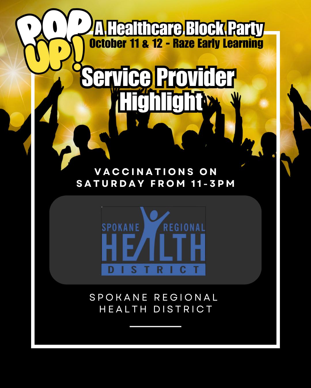 🎉Meet the team powering the block party!
Join us at @razeearlylearning on October 12th and connect with @spokanehealthdist!
✔Providing free immunizations for children and uninsured adults! No appointment needed.
*Note - the COVID vaccine will not be available.
About: As a leader in public health, Spokane Regional Health District partners with the community to protect, promote and improve the health, wellness, safety and quality of life for all people in Spokane County.
RSVP to the block party and learn more at www.majirising.org
#MajiRising #spokanewashington #vibesandvitalsigns #community #CommunityHealth #CommunityCare #healthycommunities #heathcare #healing