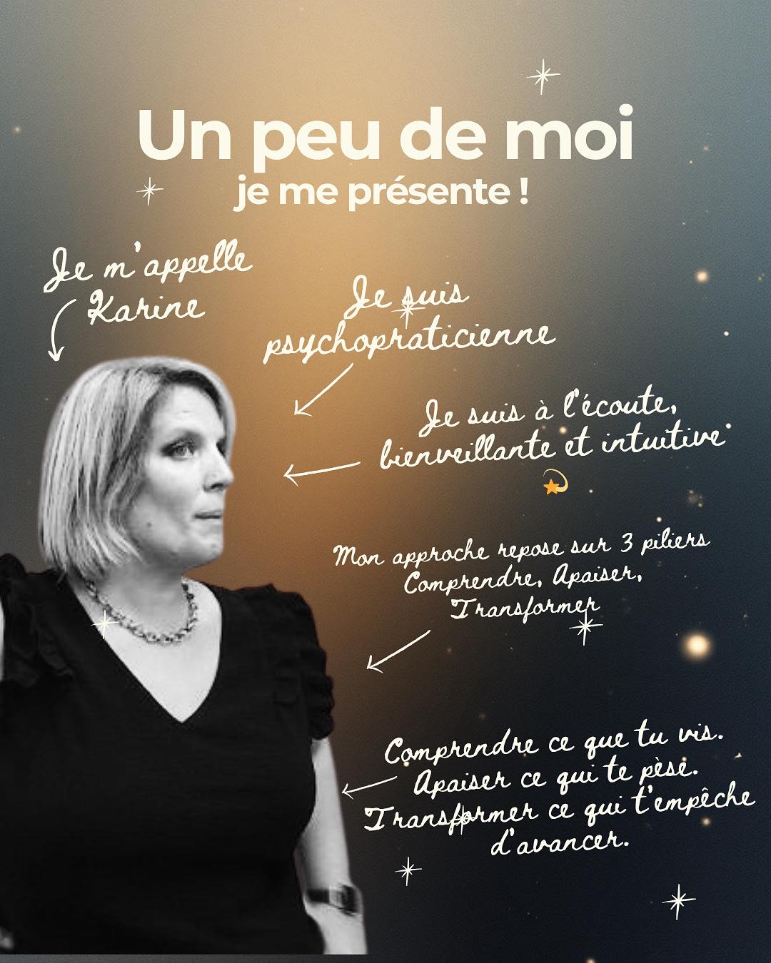 Hello, moi c’est Karine 🌸
Je suis psychopraticienne à Saint-Cannat, passionnée par l’humain et ses émotions.
J’accompagne avec mes intentions, mon écoute bienveillante et mon intuition.
Mon approche repose sur trois piliers :
✨ Comprendre ce que tu vis
🌿 Apaiser ce qui te pèse
💫 Transformer ce qui t’empêche d’avancer
Chaque séance est un espace d’écoute, de confiance et de douceur, pour avancer à ton rythme vers un mieux-être durable.
En cabinet à Saint-Cannat ou à distance 🌿
💻 En savoir plus : psy-aixenprovence.fr
#psychopraticienne #saintcannat #bienetre #developpementpersonnel #emotions #mieuxetre #ecoute #bienveillance #confianceensoi