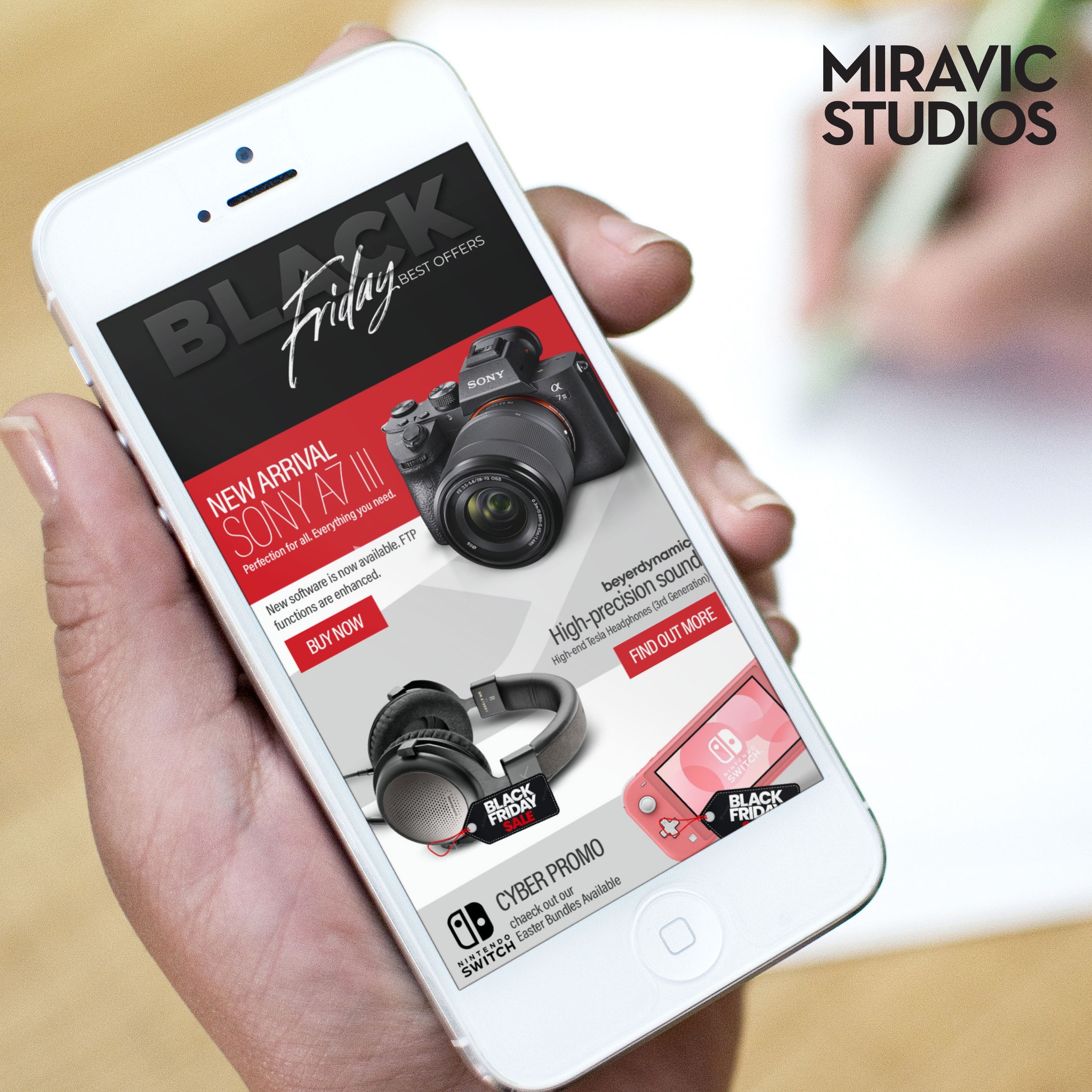 📩 Email Marketing Design – Producto destacado, mensaje directo.
En Miravic Studios, creamos diseños de email pensados para generar resultados reales: más clics, más conversiones, más impacto.
Este diseño fue desarrollado para una campaña de productos tecnológicos, optimizado para dispositivos móviles y estructurado estratégicamente con:
✅ Imagen principal llamativa
✅ Productos organizados visualmente
✅ Llamados a la acción claros
✅ Adaptación perfecta a celular y desktop
💡 Si tus correos no están vendiendo, el diseño puede ser el problema.
Nosotros lo resolvemos.
¿Necesita tu marca un email que realmente funcione?
👉 Escríbenos y lo diseñamos contigo.
#EmailMarketing #DiseñoDigital #EmailDesign #MarketingVisual #DiseñoResponsivo #EstrategiaDigital #MiravicStudios #CampañasQueVenden