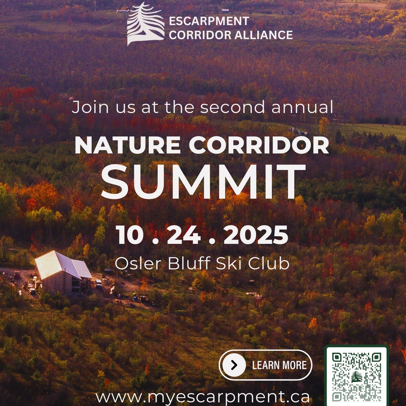 Join the @escarpment_ca for the Nature Corridor Summit on October 24, 2025, at Osler Bluff Ski Club. This immersive event features breakout sessions on conservation, reconciliation, wellness, and the economy—led by Indigenous leaders, local landowners, and national experts, including guests from Yellowstone to Yukon Conservation Initiative and BC Parks Foundation. Connect with changemakers, discover innovative solutions, and help protect the Niagara Escarpment.
👉 Tickets available now: https://myescarpment.ca/nature-corridor-summit-2025/
For Nature. For People. For Good.
#EscarpmentCorridorAlliance #NiagaraEscarpment #SouthGeorgianBay #ForNatureForPeopleForGood #ClimateAction #IndigenousKnowledge #ConservationMatters #LocalEvents