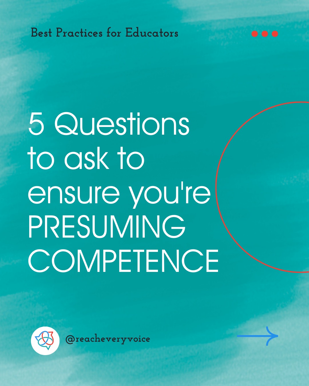 We talk a lot about presuming competence, but it's always good to have some checks on your practice - especially as we head into the end of the first marking period!
Here are 5 questions for you or your educational teams to spark conversation and make sure you're walking the walk of presuming competence.
1) Ask yourself: Do I ever talk down, use a loud or slow voice, or talk about my child as if they are not there? Does my child's educational team do these things?
2) Ask yourself: Do I use age-appropriate language, materials, and topics that correlate to my child's interests? Does my child's educational team do these things?
3) Ask yourself: Do I understand that my child may not always show that they know or what they are thinking? Does my child's educational team do these things?
4) Ask yourself: What is one things your family / team does well to demonstrate presumption of competence?
5) What is one thing your family / team can improve to demonstrate presumption of competence?
What other questions do you ask of yourself and your child's team?
Want to dive deeper into the ideas behind presuming competence and how we can take steps to build this philosophy in our families, schools, and communities? Comment "Presuming Competence" and we'll message you a great getting-started video.
Image ID: There are 7 slides, each with a teal brushstroke background. The title slide says, "5 Questions to ask to ensure you're PRESUMING COMPETENCE." Each of the following slides has the questions from the captions above. The final slide has the Reach Every Voice logo and the words, "Like if you learned something new. Follow us to keep learning."
Like if you learned something new. Follow us to keep learning.
#PresumeCompetence #InclusiveEducation #Inclusion #NonspeakingAutism #NonSpeakingDoesNotEqualNonThinking #RethinkAutism #Teachers #Education #SpecialEducation
