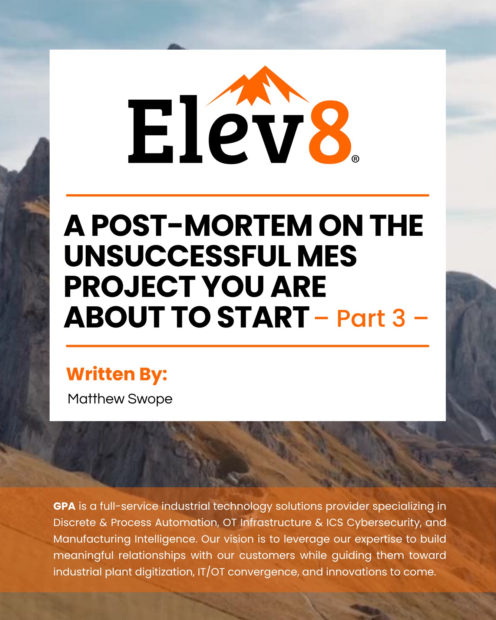 Part 3 is here!
In the latest installment of our Post-Mortem on the Unsuccessful MES Project series, Matthew Swope, Director of Product Development at GPA, examines how project type, integration strategy, and execution complexity can make or break your MES implementation.
From minimizing risk to managing the “spinning plates” of development, this part dives into practical ways to plan smarter and execute with confidence.
📘 Read the full article here: https://www.global-business.net/post/a-post-mortem-on-the-unsuccessful-mes-project-you-areabout-to-start-part-3
If you missed Parts 1 and 2, you can find them anytime with our Elev8 MES® White Papers at https://www.global-business.net/elev8mes.
#MES #ManufacturingIntelligence #DigitalTransformation #Automation #IndustrialTechnology #GPA #SmartManufacturing