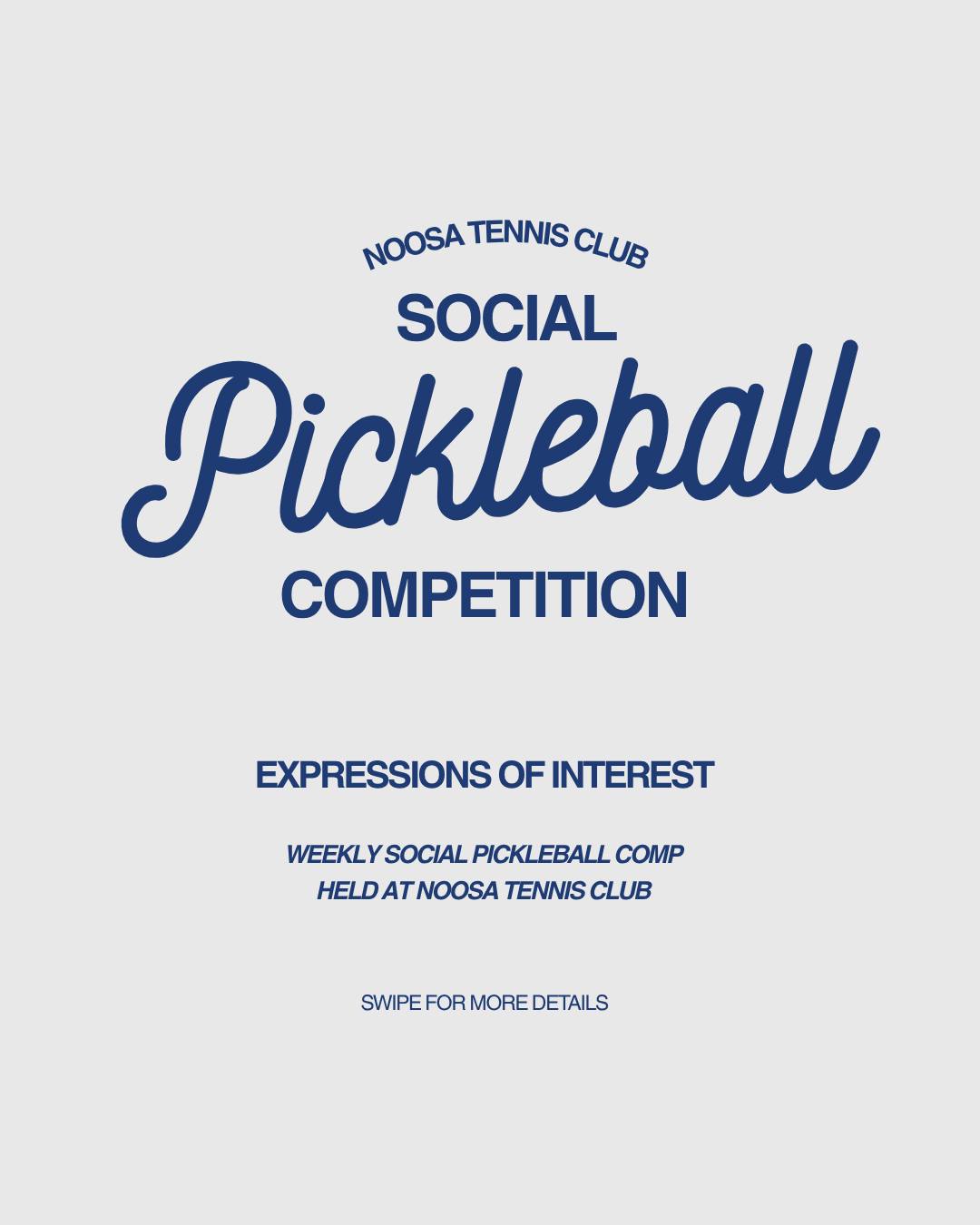 🥒 Social Pickleball Competition – Expressions of Interest! 🎾
We’re soon looking to launch a weekly social pickleball comp at Noosa Tennis Club and want to hear from you! 🙌
Levels 2.5+ | Doubles play | 6:45 pm – 9 pm (day to be confirmed)
🍕 Pizzas on us + beers from the bar — what more could you want?
👉 Message us on Facebook or Instagram with your Expression of Interest to get involved! or email dave@noosatennisacademy.com.au
#NoosaTennisClub #PickleballNoosa #SocialPickleball #CommunityTennis